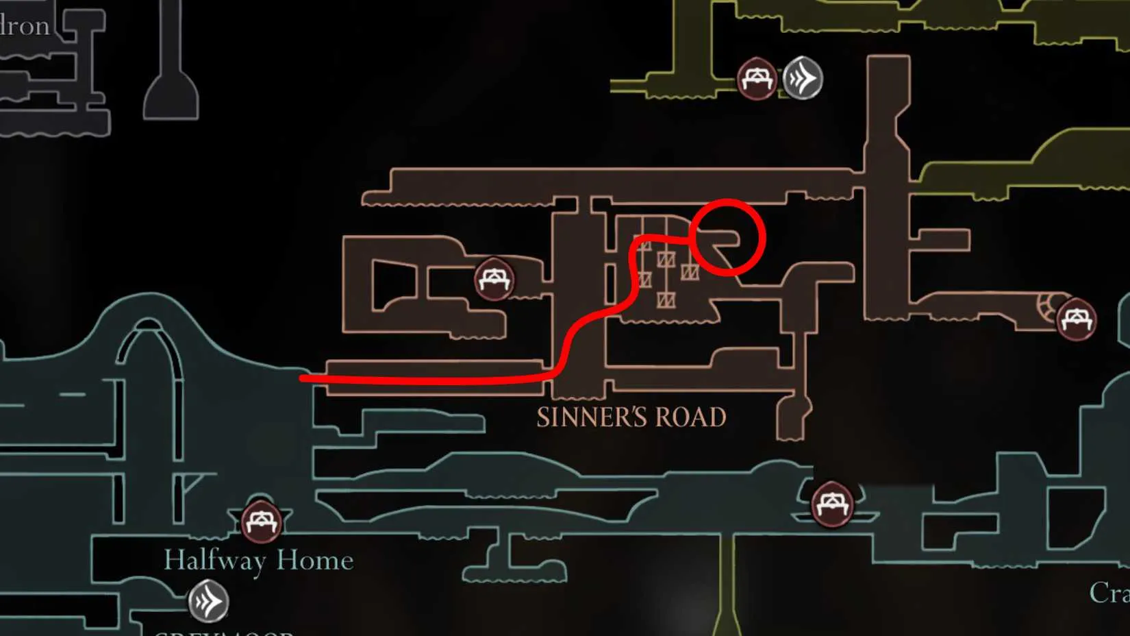 Sinner's Road route map