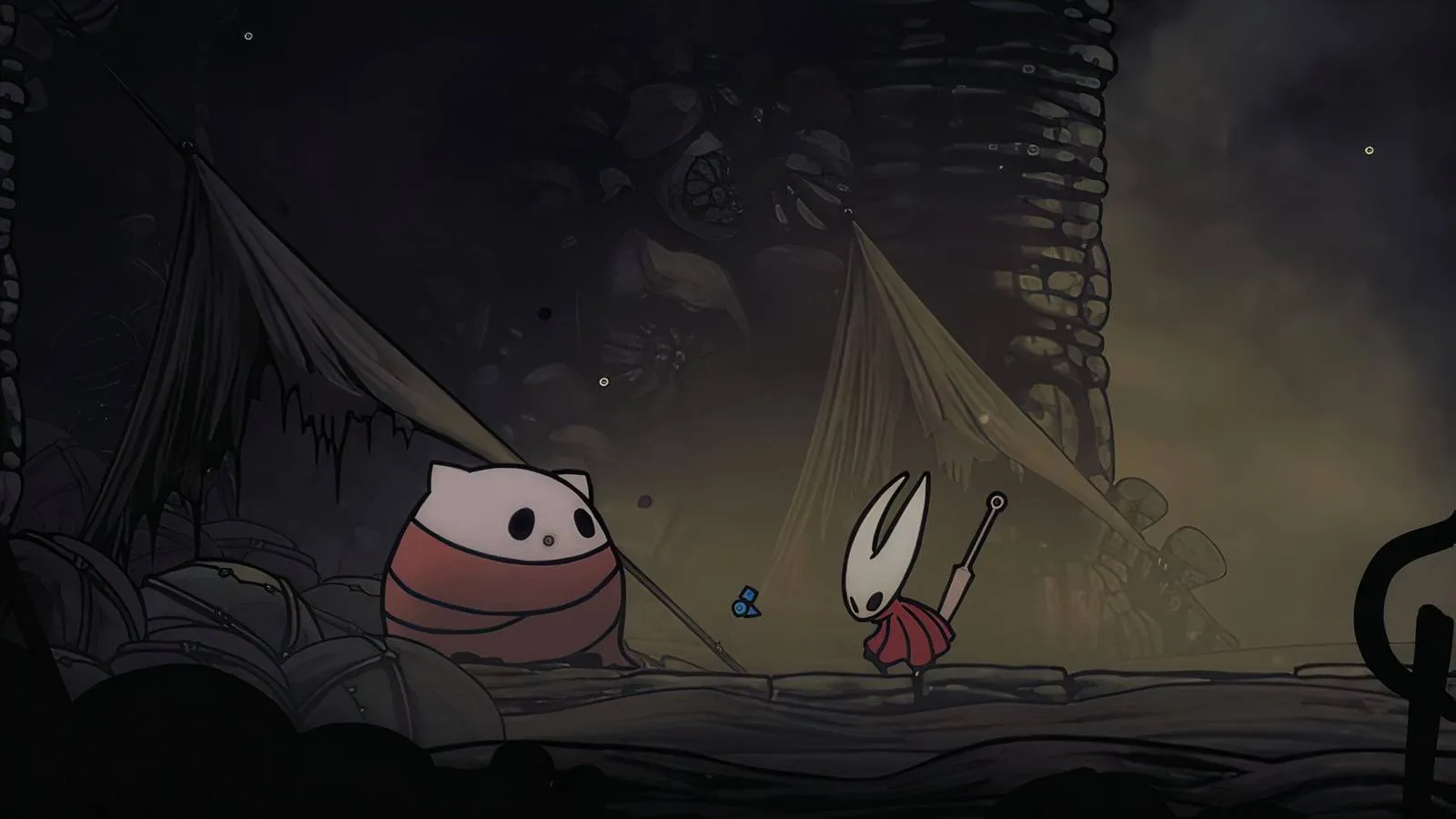 Hornet preparing to play a dice game in Silksong