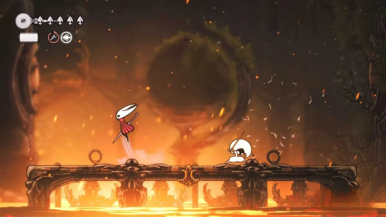 Hollow Knight Silksong fighting Lace boss