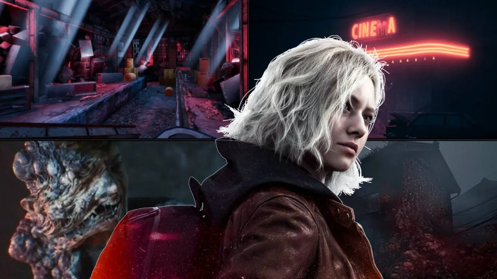Collage of upcoming horror games including Of Lies and Rain, Reanimal, Directive 8020, Silent Hill f, and Resident Evil Requiem