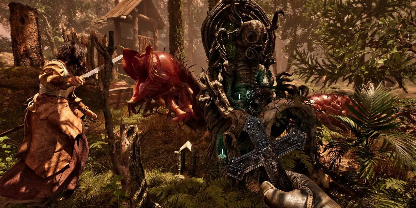Fighting enemies in The Mound: Omen of Cthulhu