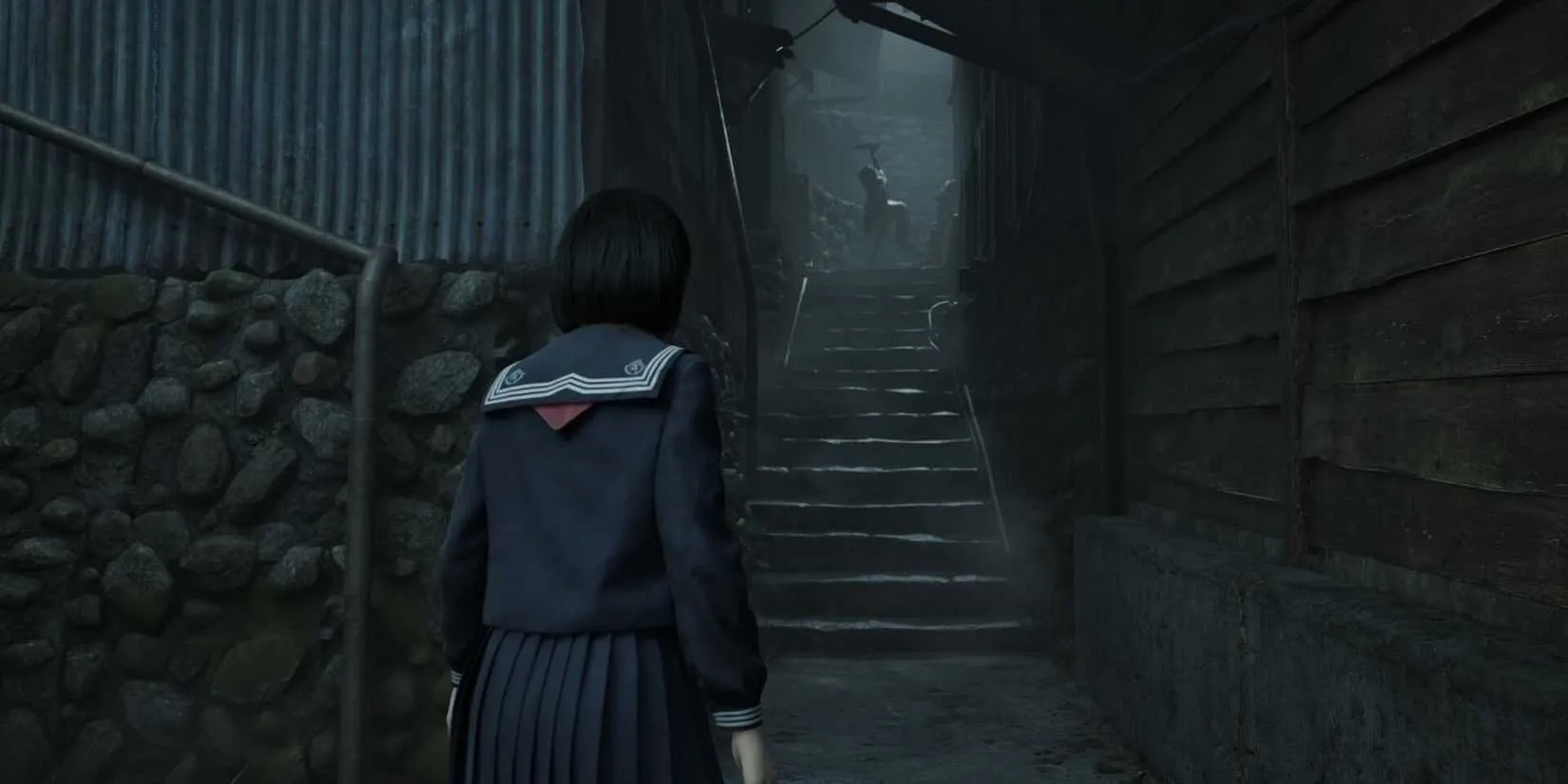 Girl approaching a monster in Silent Hill f