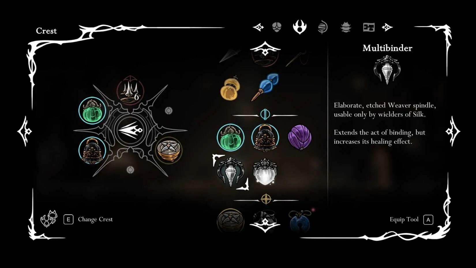 Multibinder's in-game description in Silksong