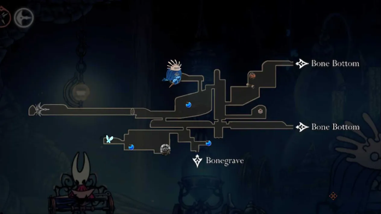 A full map overview of the Wormways in Hollow Knight: Silksong