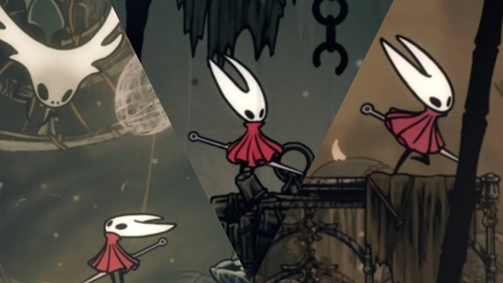 A grim collage of Sinner's Road in Hollow Knight Silksong