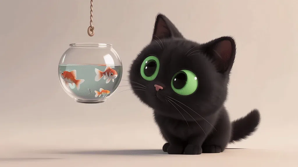 调皮可爱小黑猫