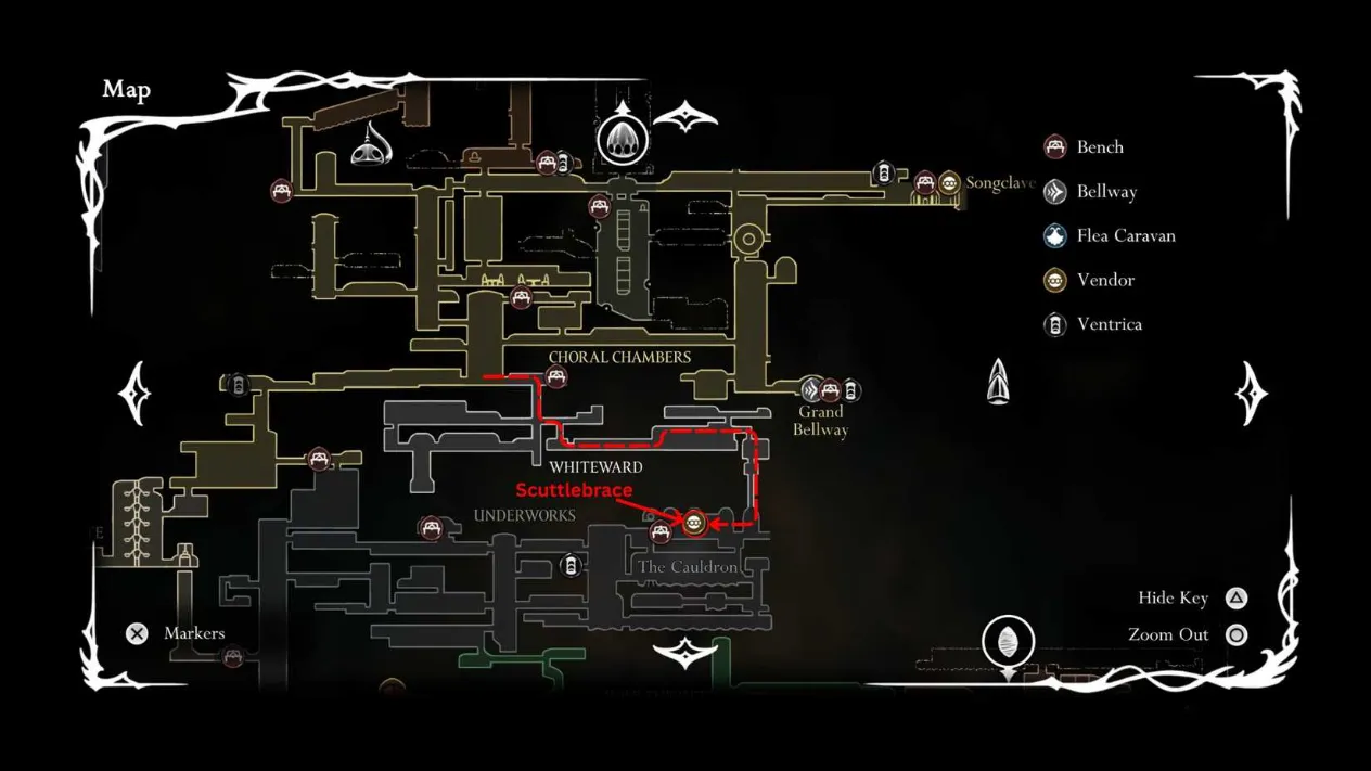 Hornet navigating the Underworks to find the Scuttlebrace