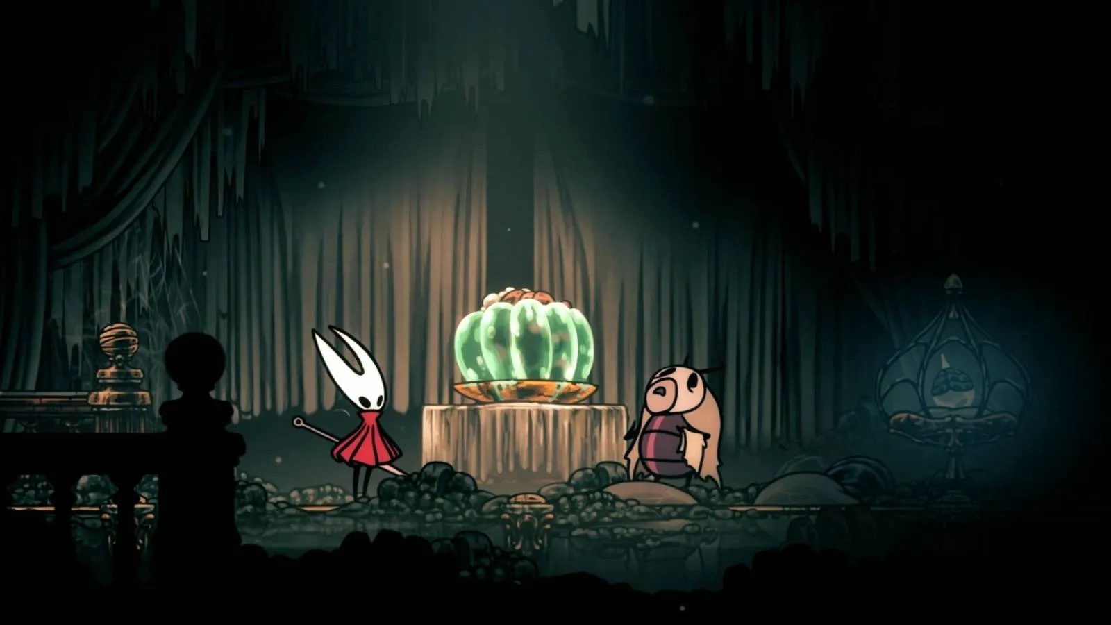 Hornet accepting a quest in Hollow Knight: Silksong