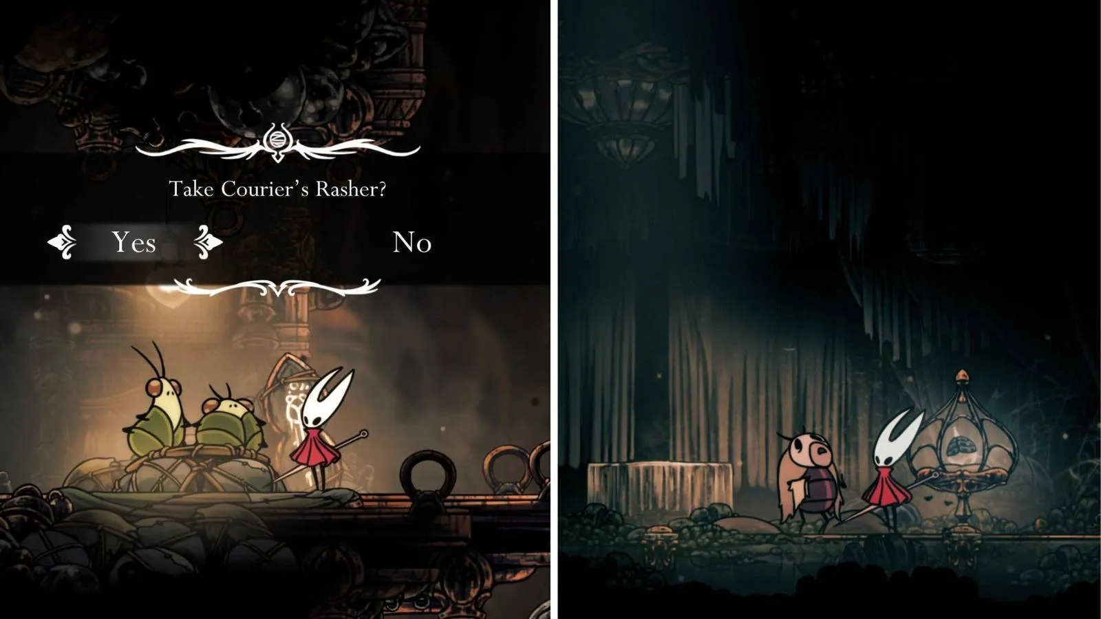 A Knight navigating the dangerous delivery route in Silksong