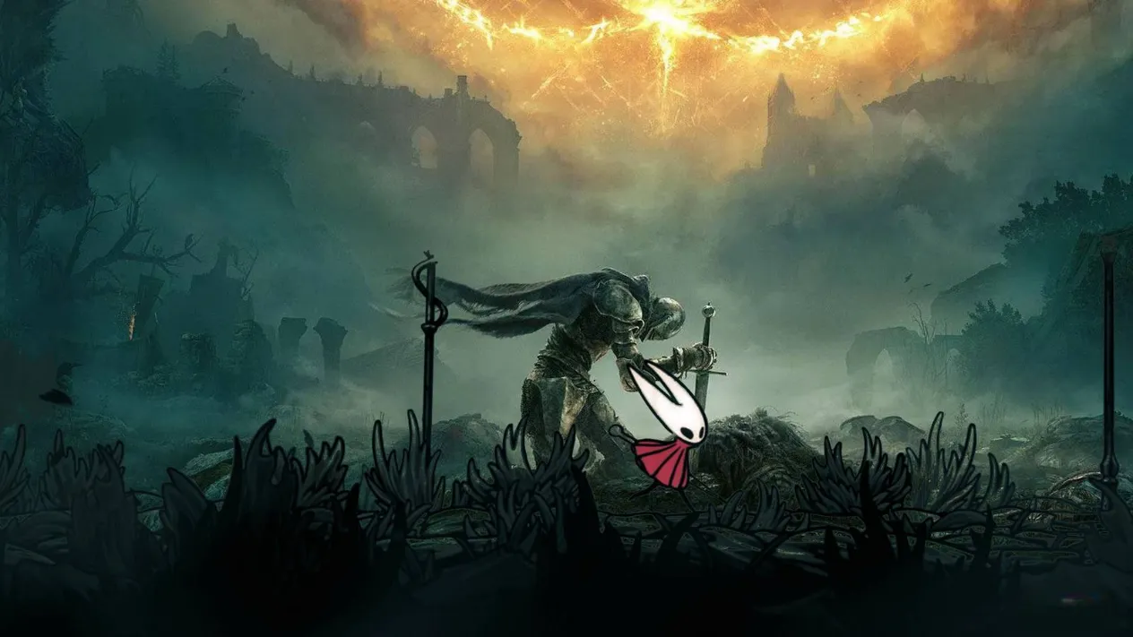 A knight standing before a dark, challenging path in Hollow Knight: Silksong