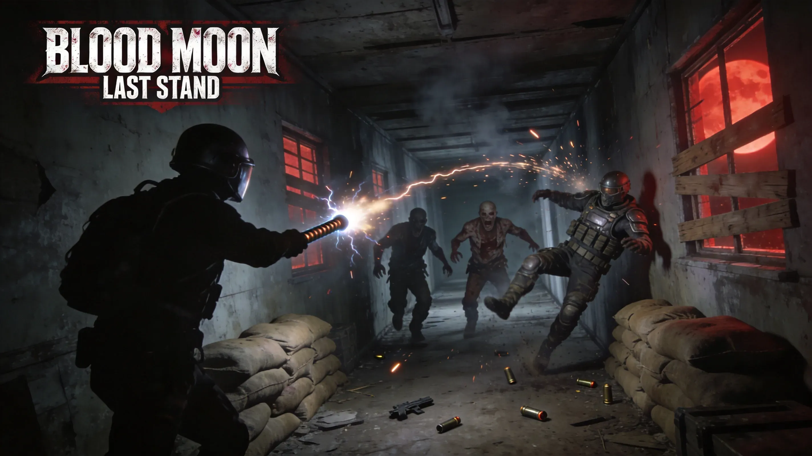 Survivors defending base during Blood Moon horde