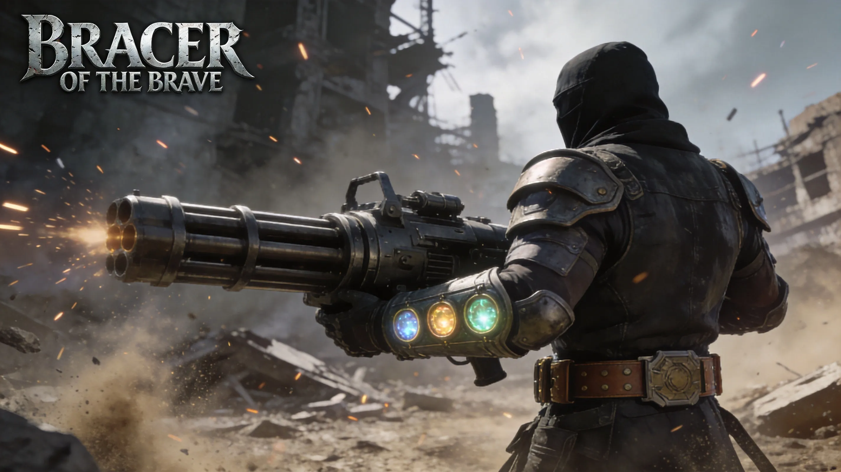 Barret Wallace wielding Big Bertha in battle