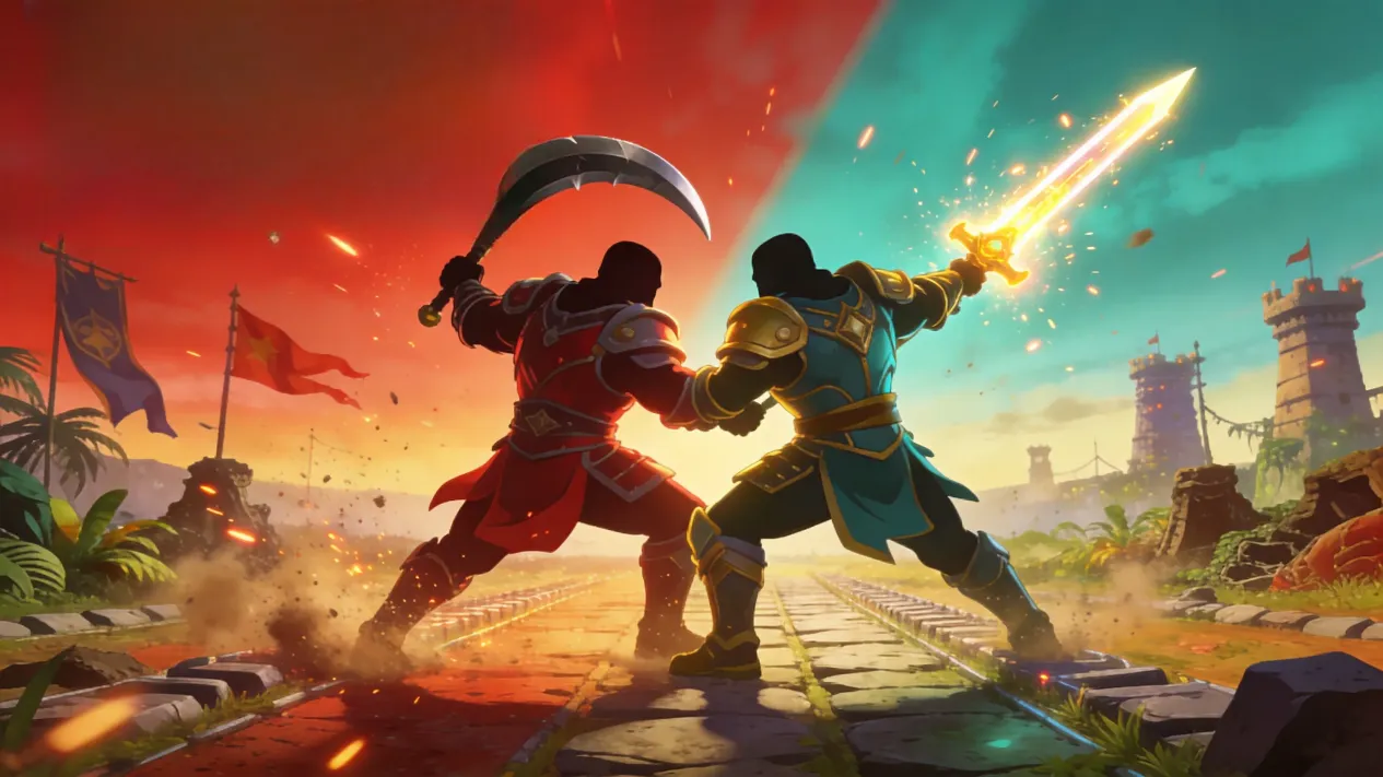 MLBB fighter heroes Ruby and Sora in sustained combat