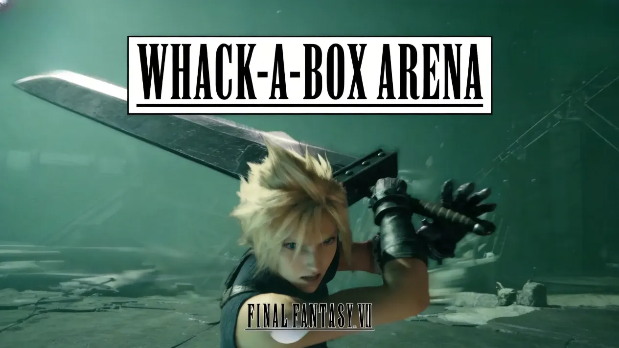 Cloud and Yuffie hitting red time boxes in Whack-a-Box arena