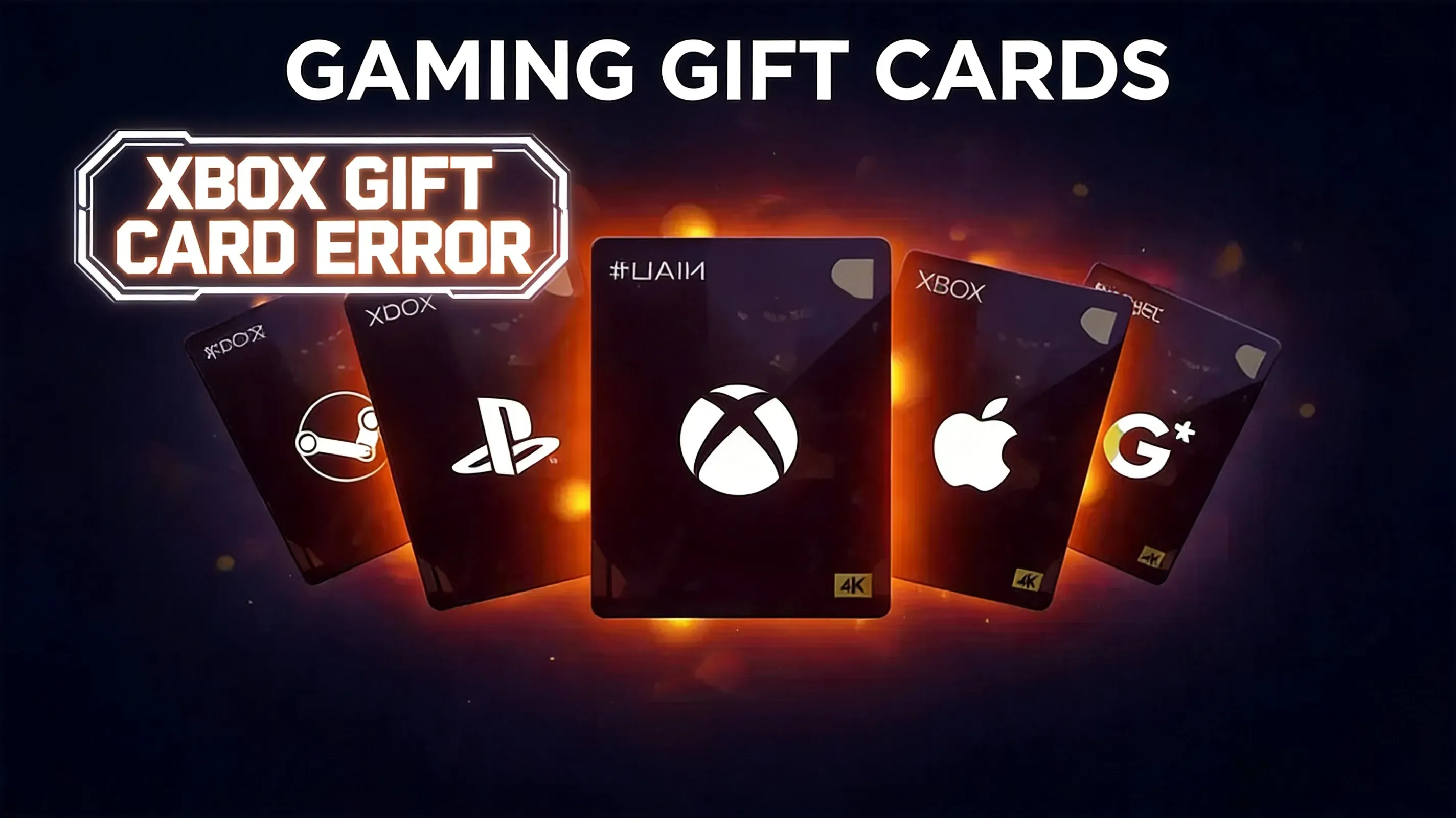 Xbox dashboard showing gift card redemption error screen