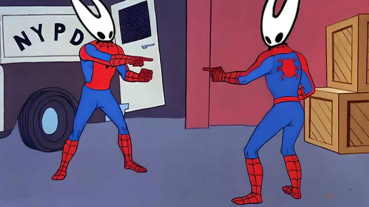 Two Hornets pointing at each other, Spider-Man meme style