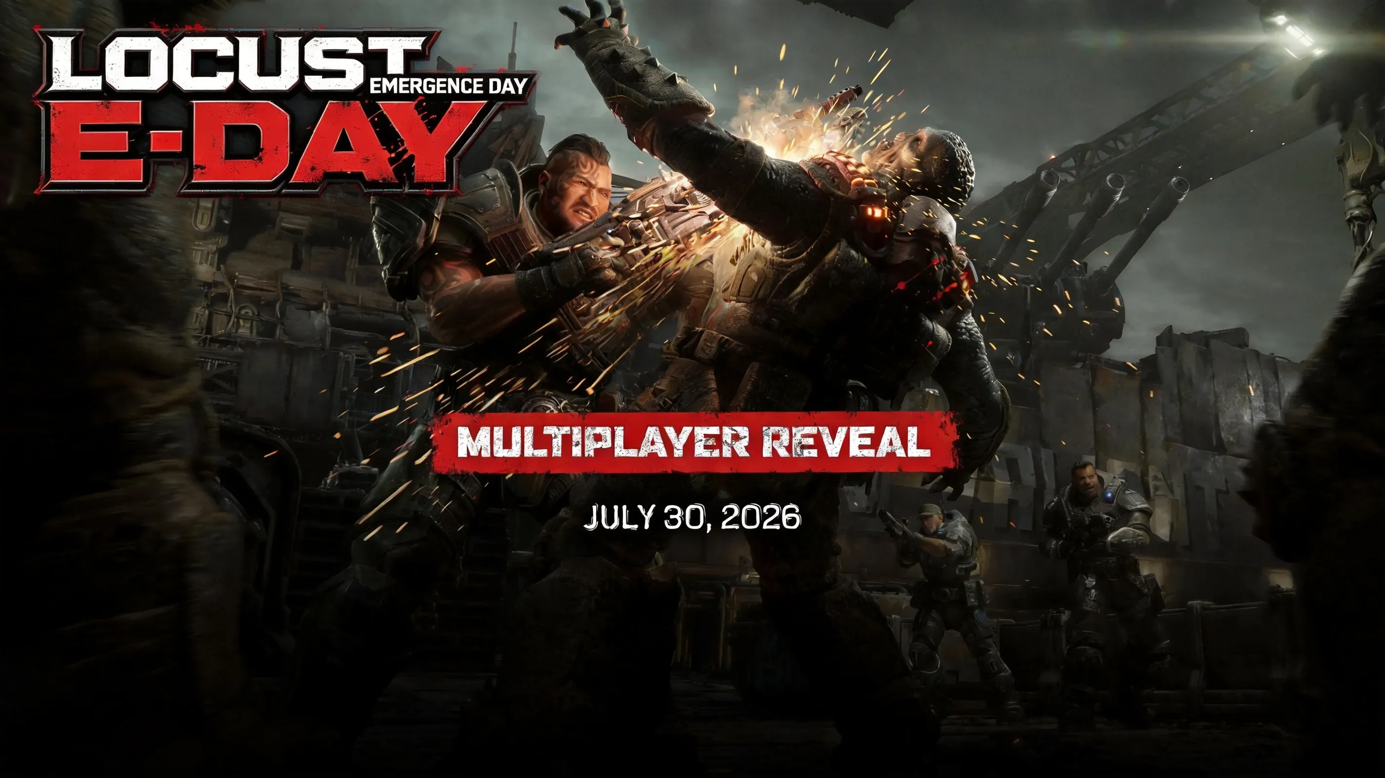 Marcus Fenix in cover during Locust Emergence Day assault