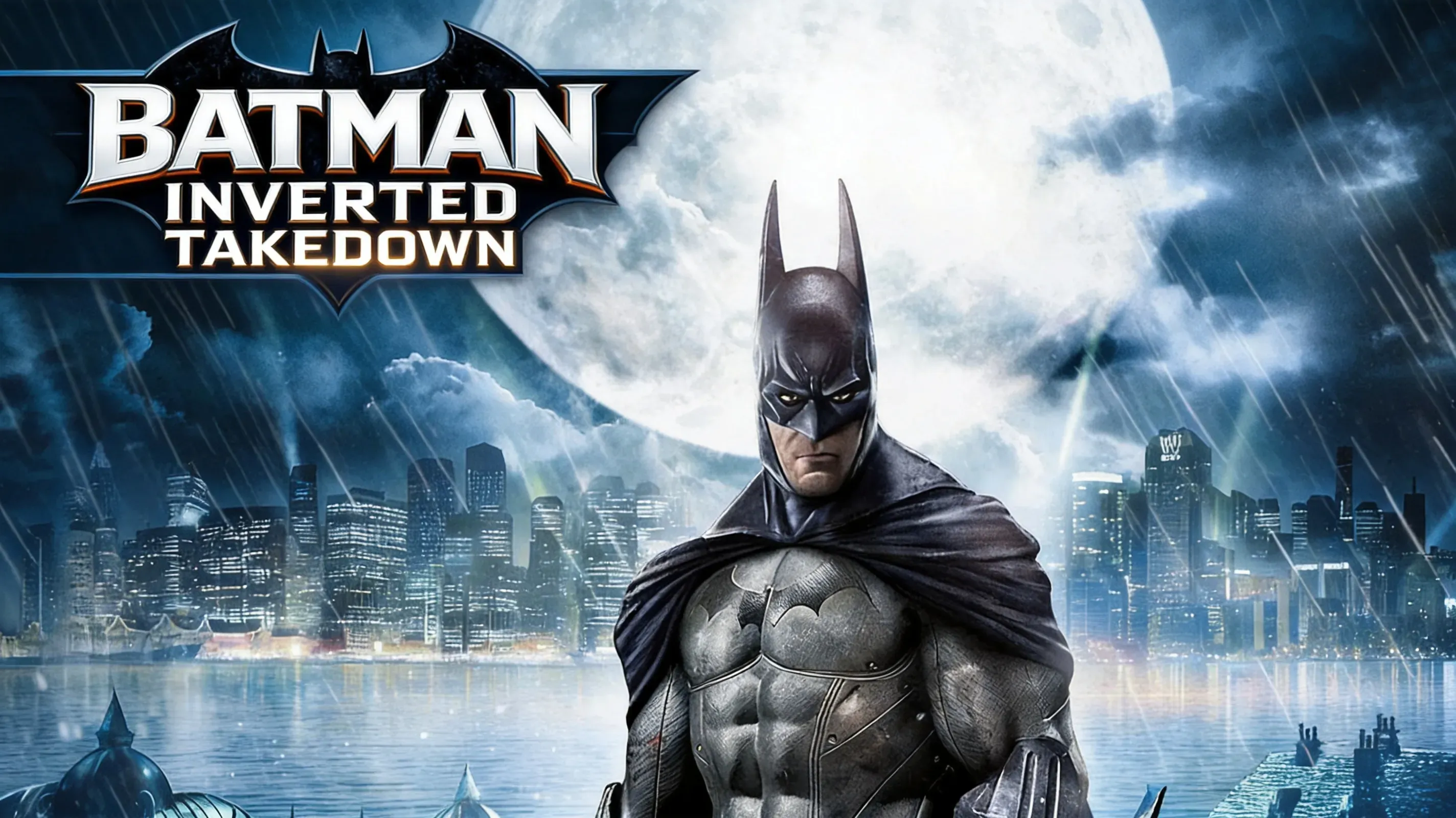 Batman executing inverted takedown on thug