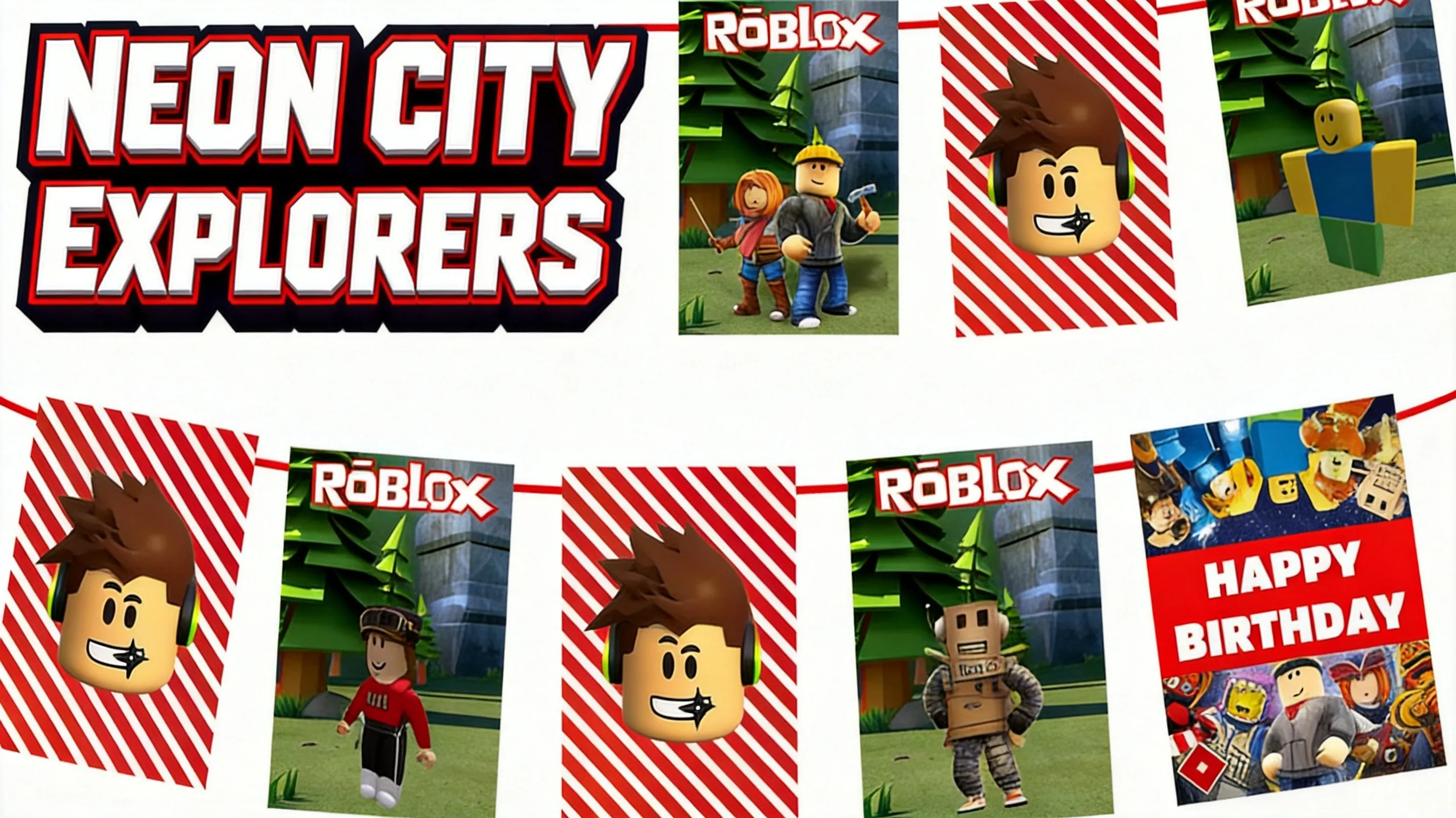 Roblox avatars exploring neon blocky fantasy city