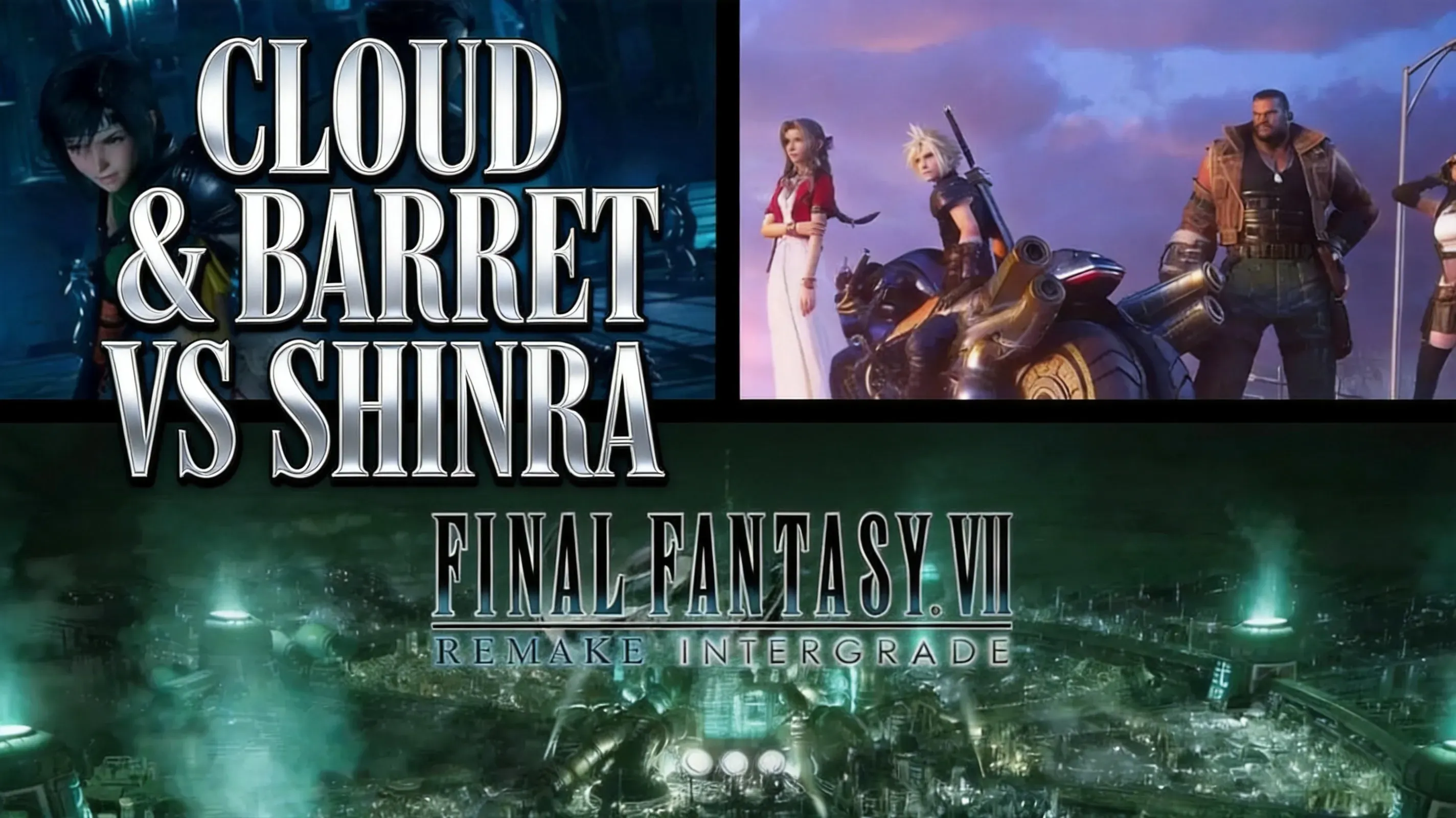 Cloud and Barret facing Shinra guards in Midgar