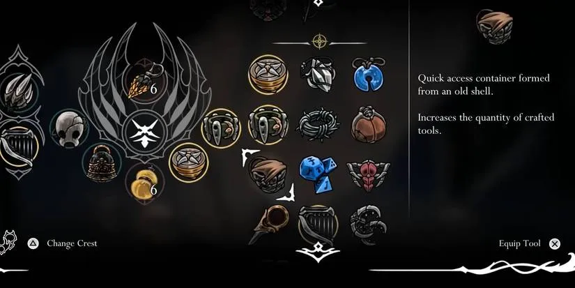Shell Satchel tool listed in inventory