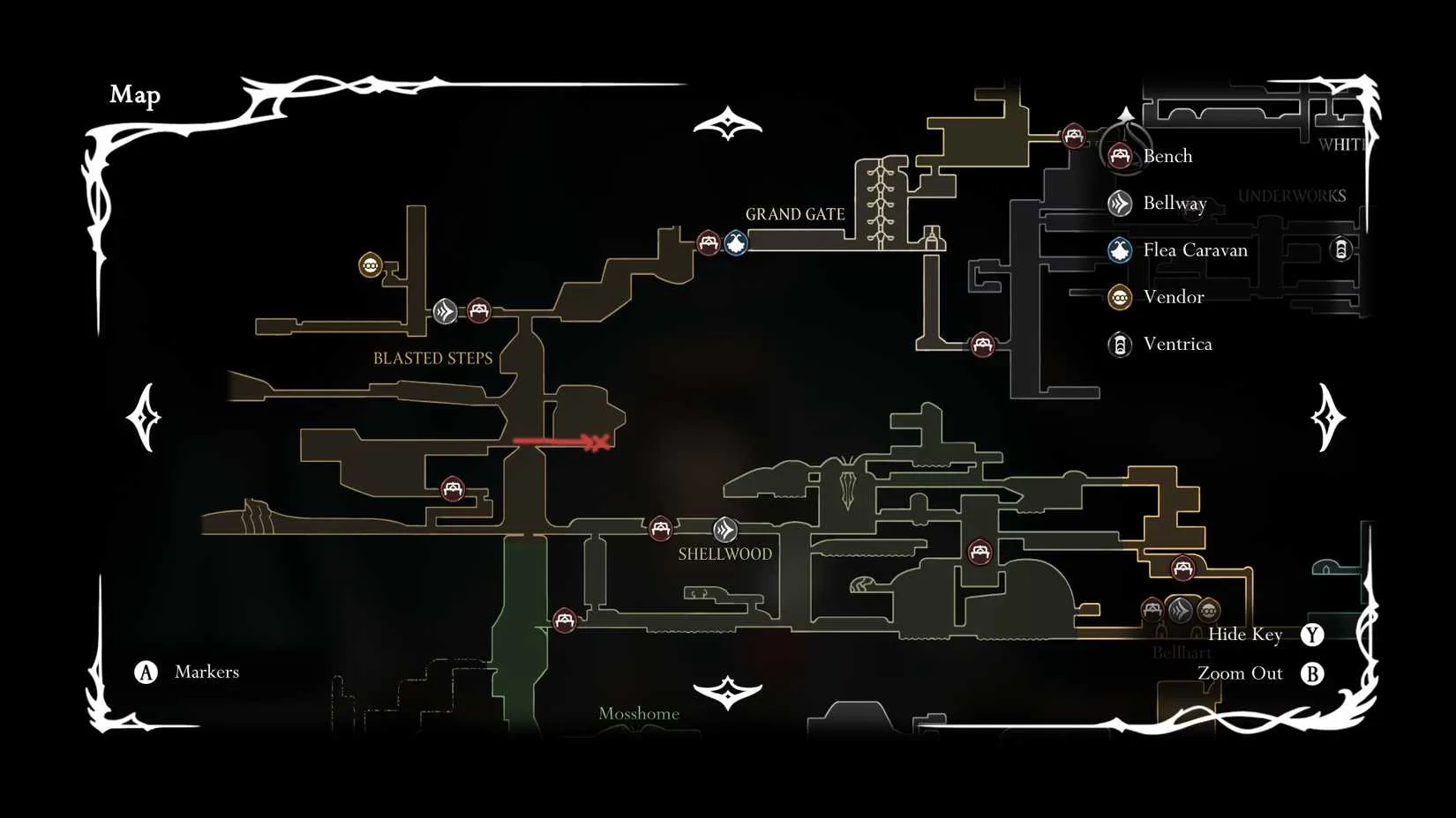 Shakra's telltale rings on the ground marking the room where the Blasted Steps map is sold