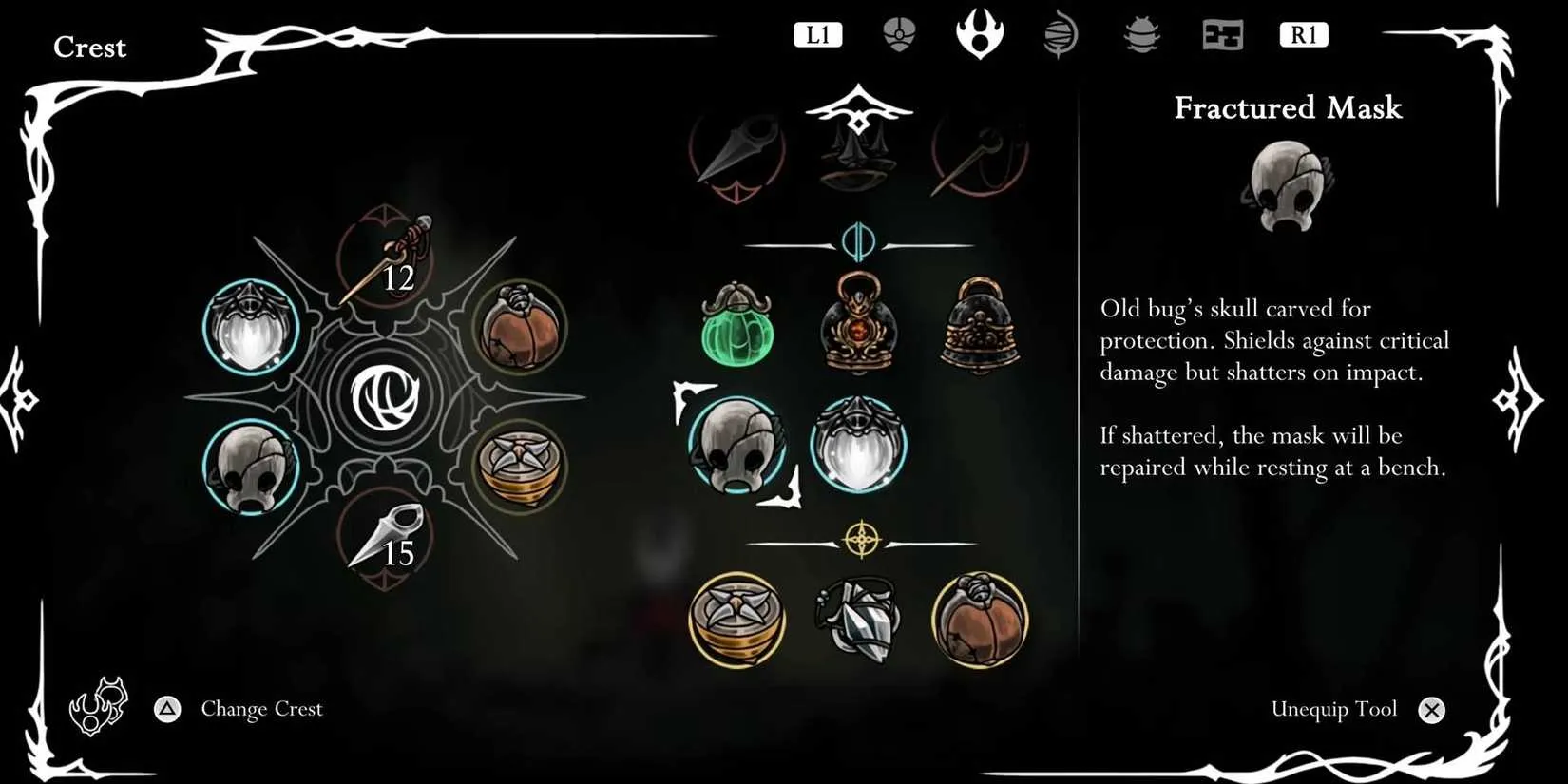 Fractured Mask tool being equipped for an extra life