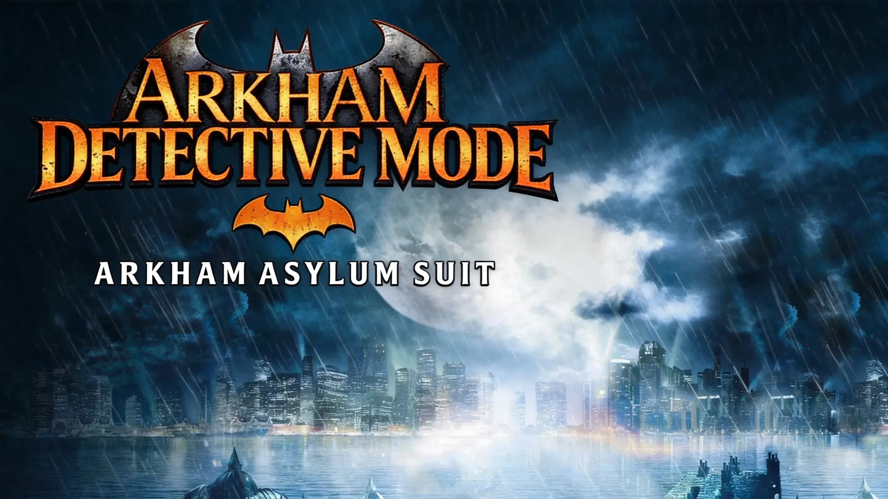Batman surveilling Arkham Asylum Medical Facility in Detective Mode