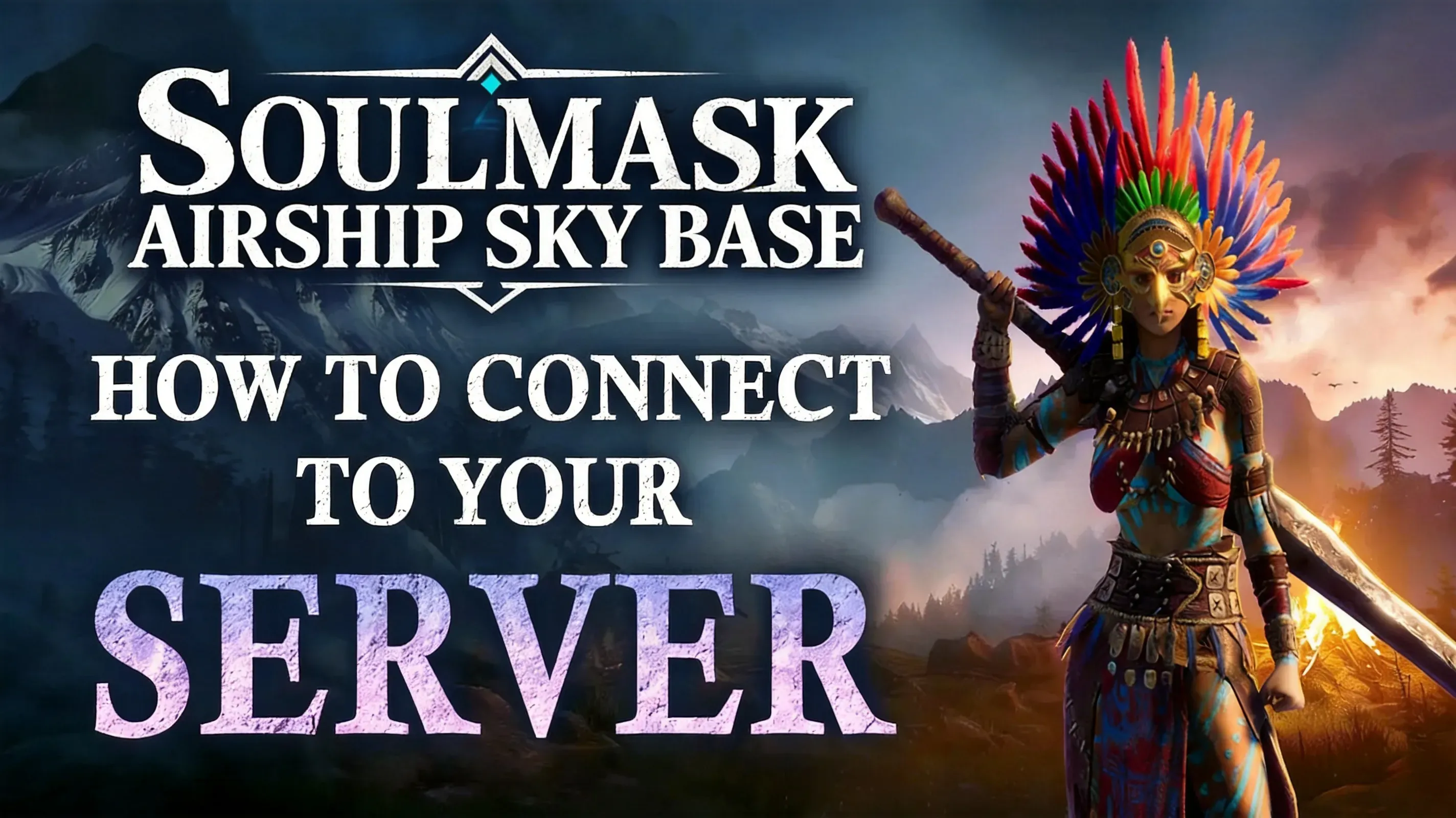 Soulmask airship sky base floating above desert biome