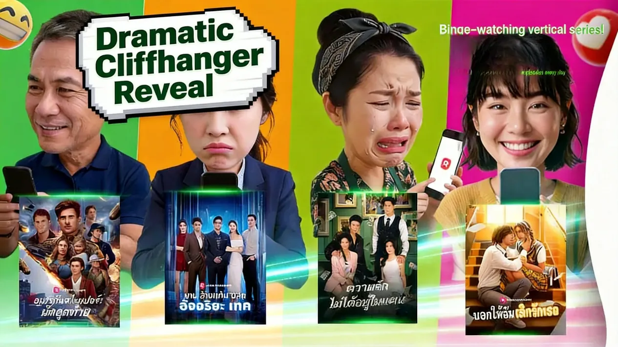 Vertical drama hero faces dramatic cliffhanger reveal