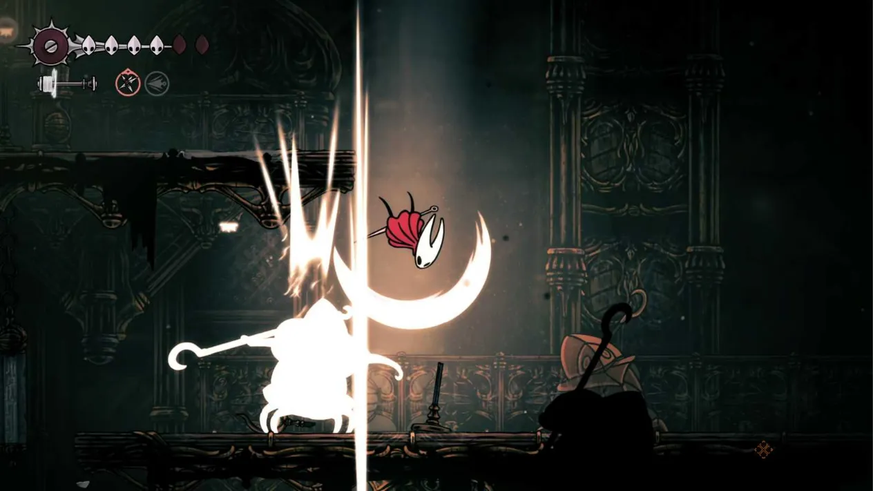 The higher platform and enemy bait in Whispering Vaults