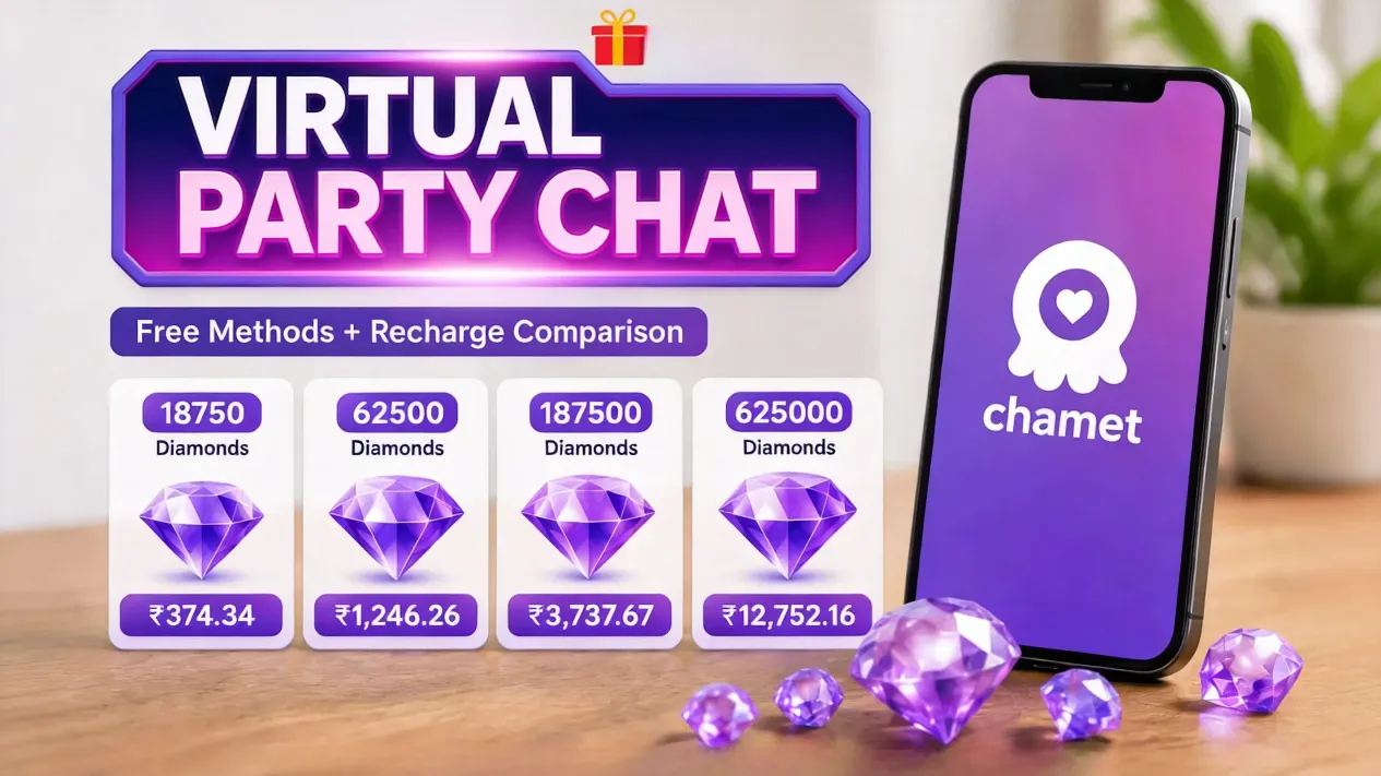 Five video chat guests in a virtual party room