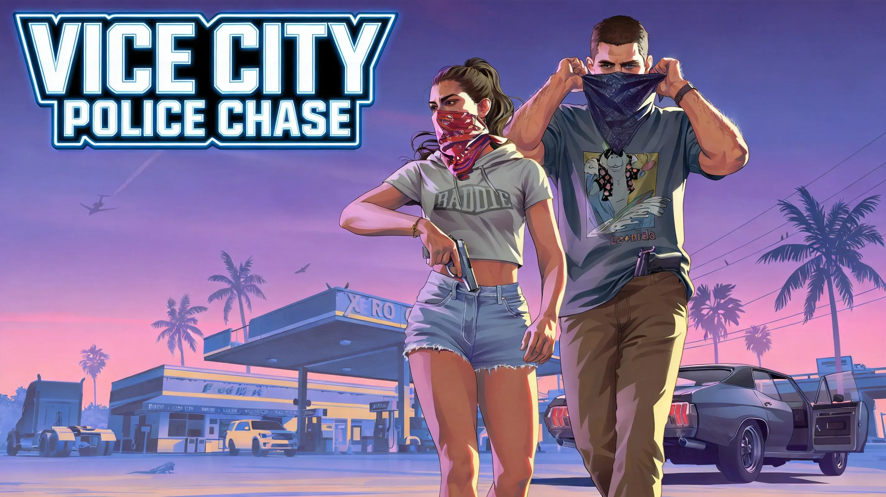 Vice City police chase near parking garage