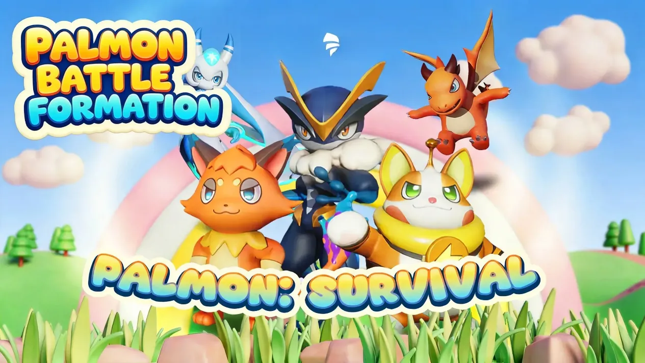 Seven Palmon battle formation with elemental roles