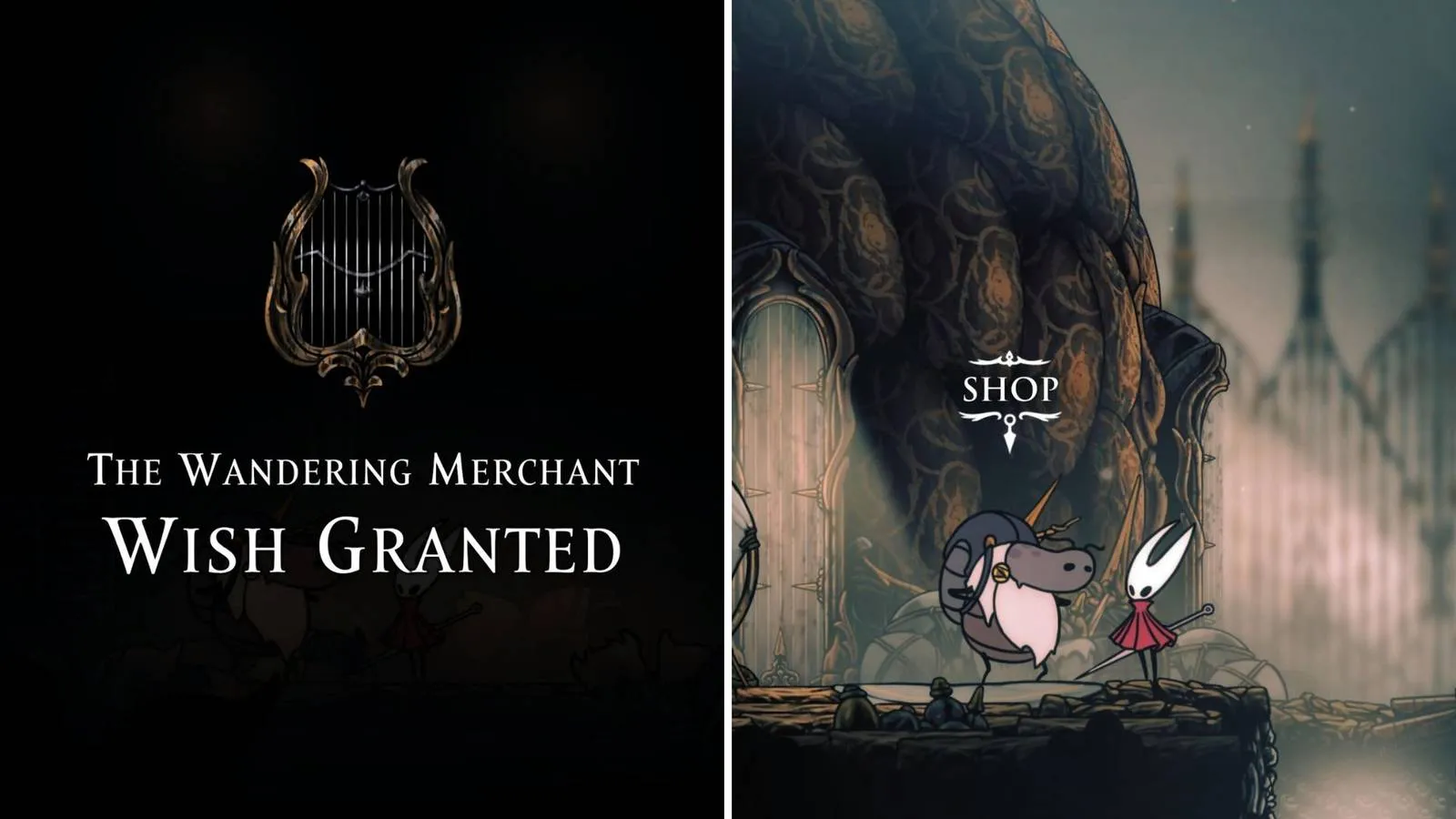 Wandering Merchant quest guide banner for Hollow Knight Silksong
