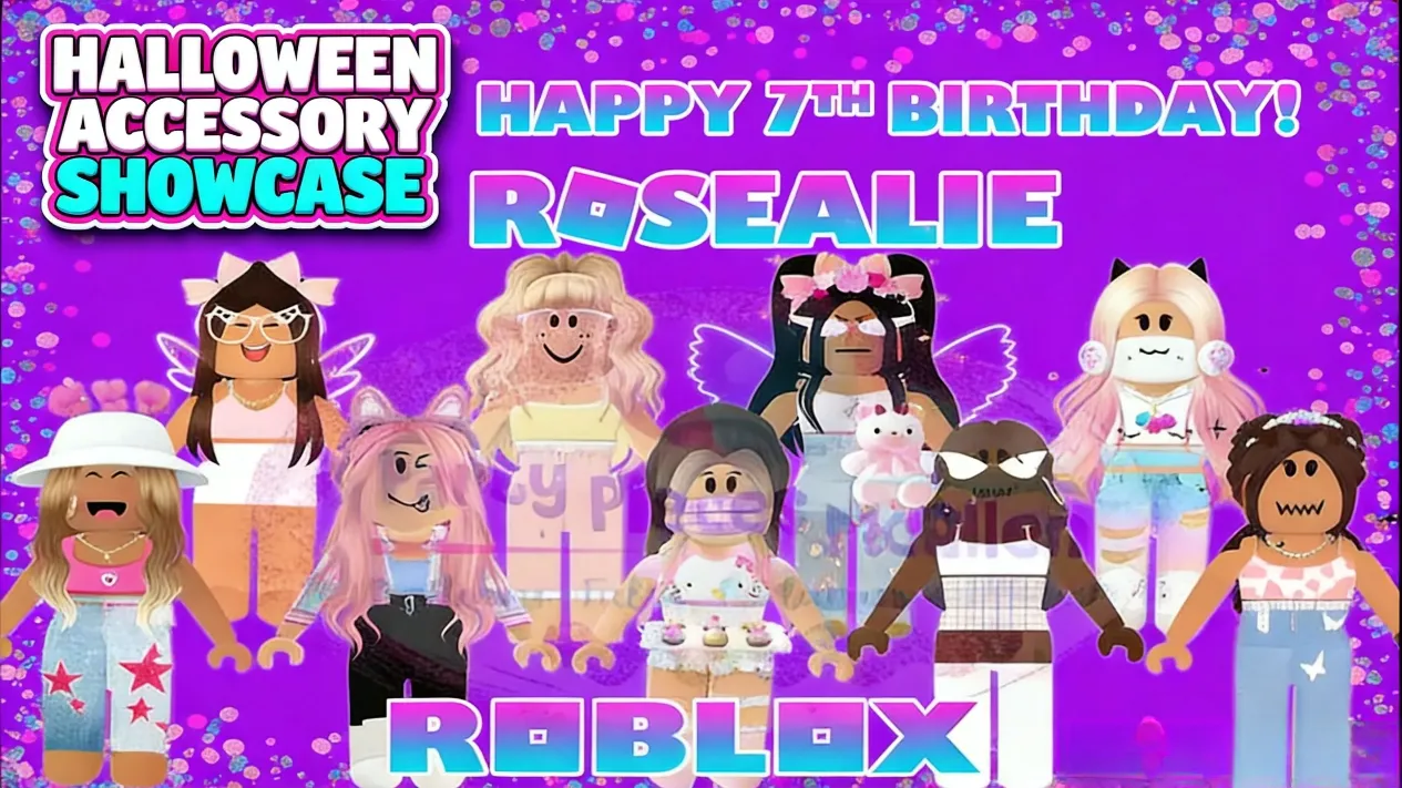 Roblox avatar viewing glowing Halloween accessories