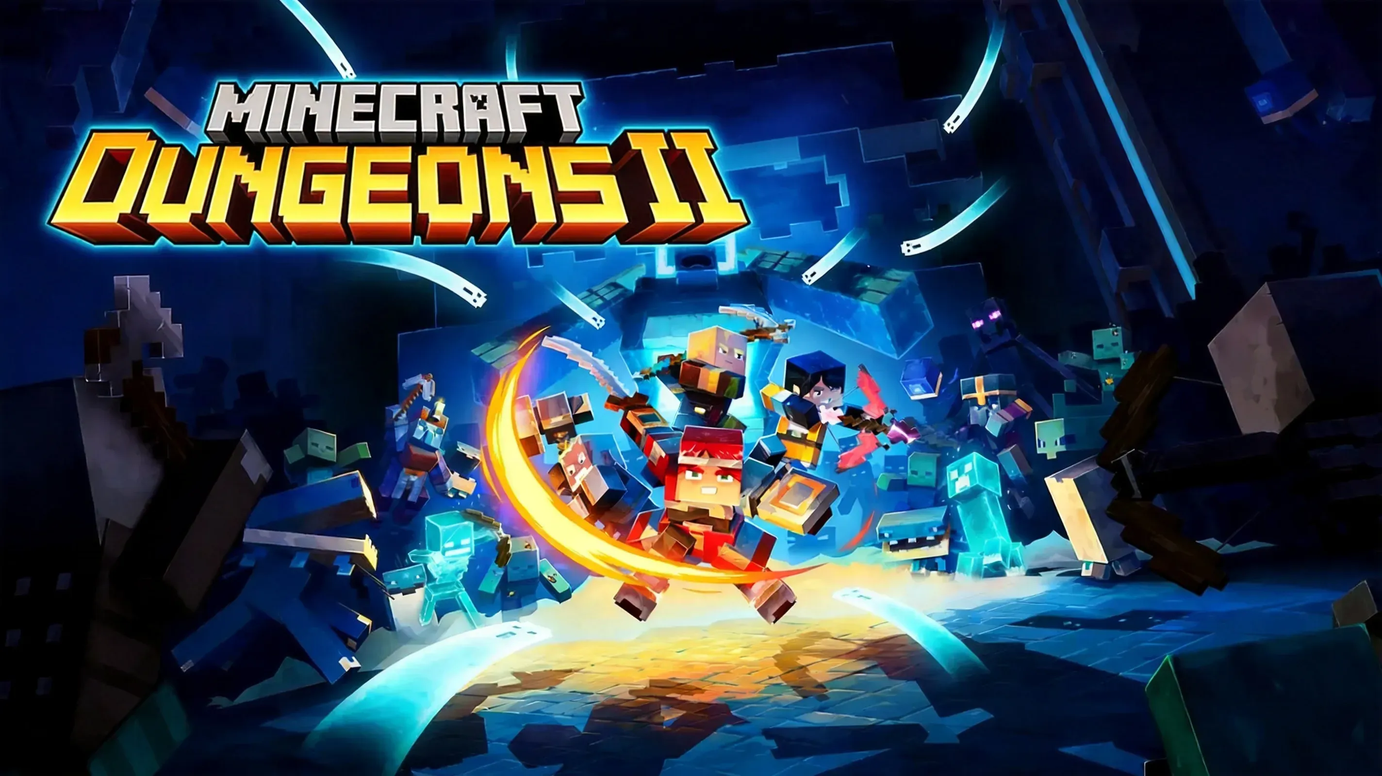 Minecraft Dungeons II heroes fighting Illager High Council