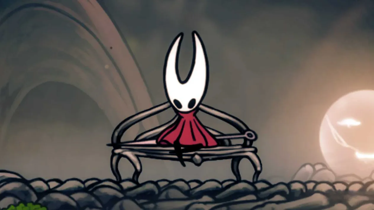 Hornet sitting on a bench in Hollow Knight: Silksong