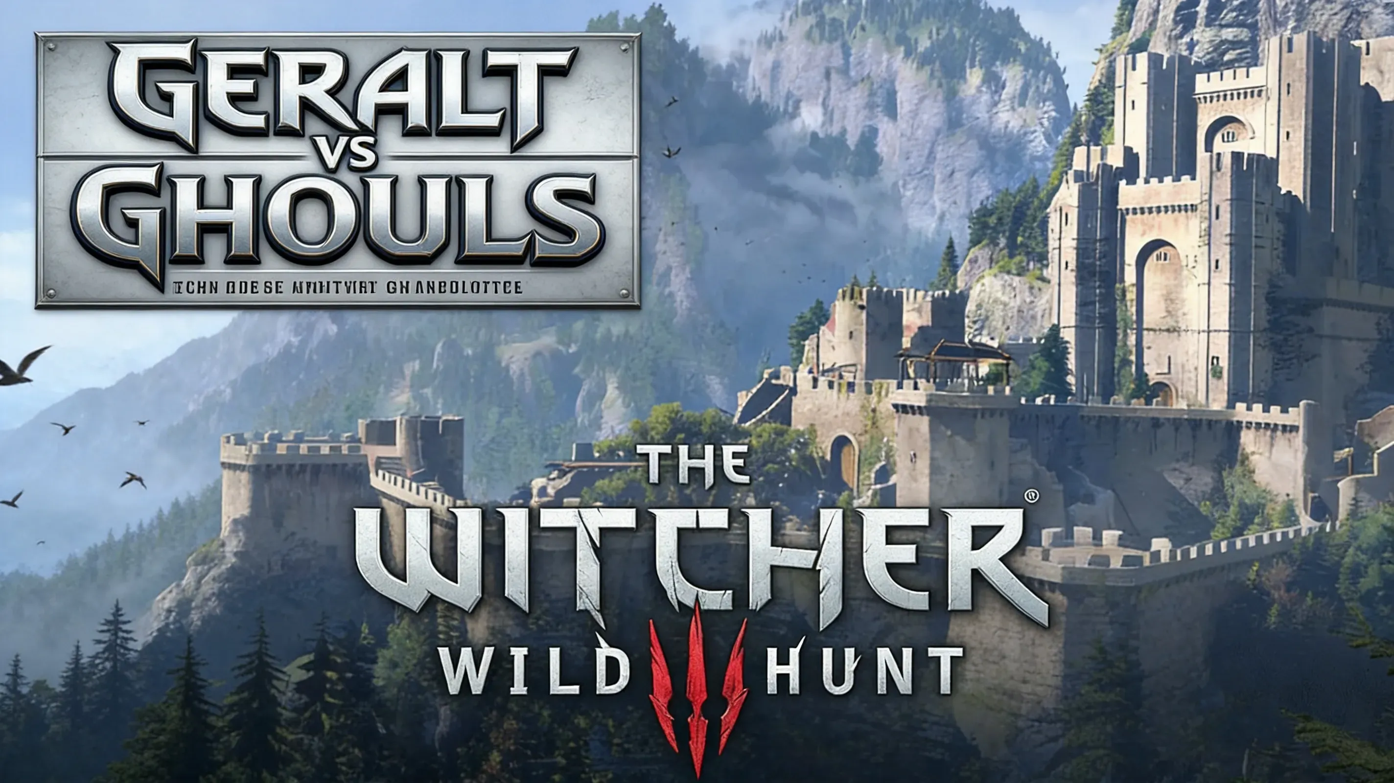 Geralt fighting ghouls with silver sword