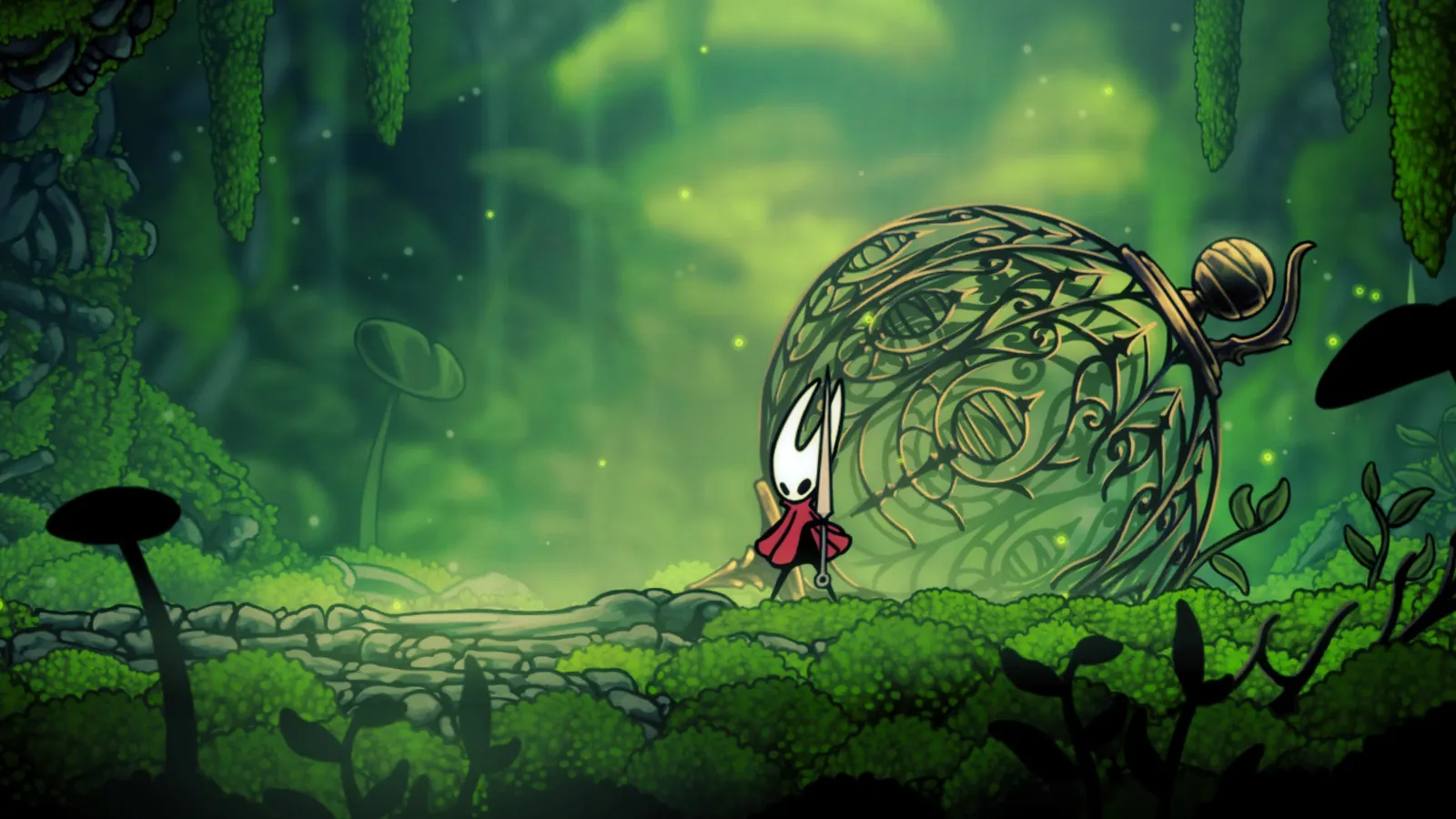 Hornet standing in Silksong's starting area