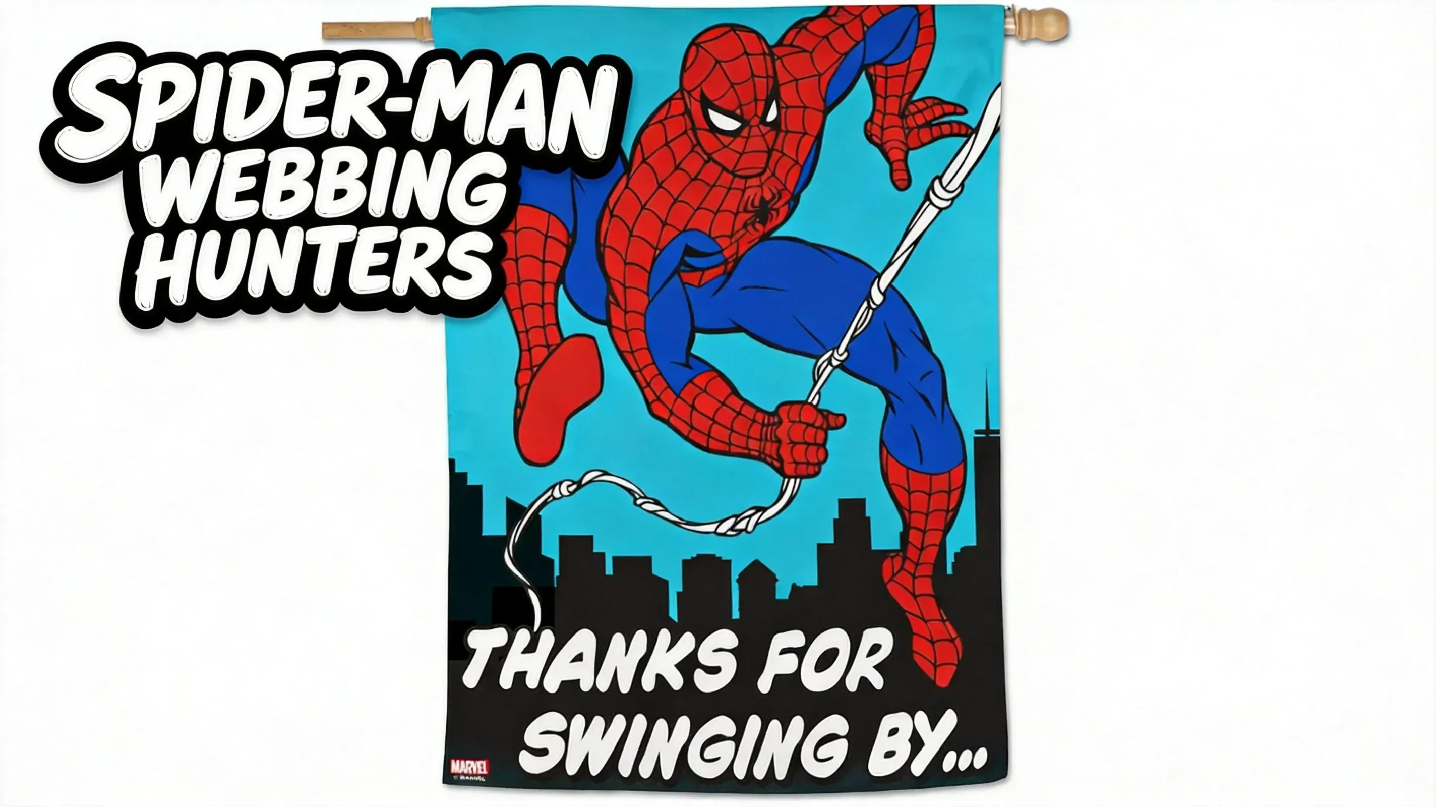 Spider-Man webbing Hunters during crowded street combat
