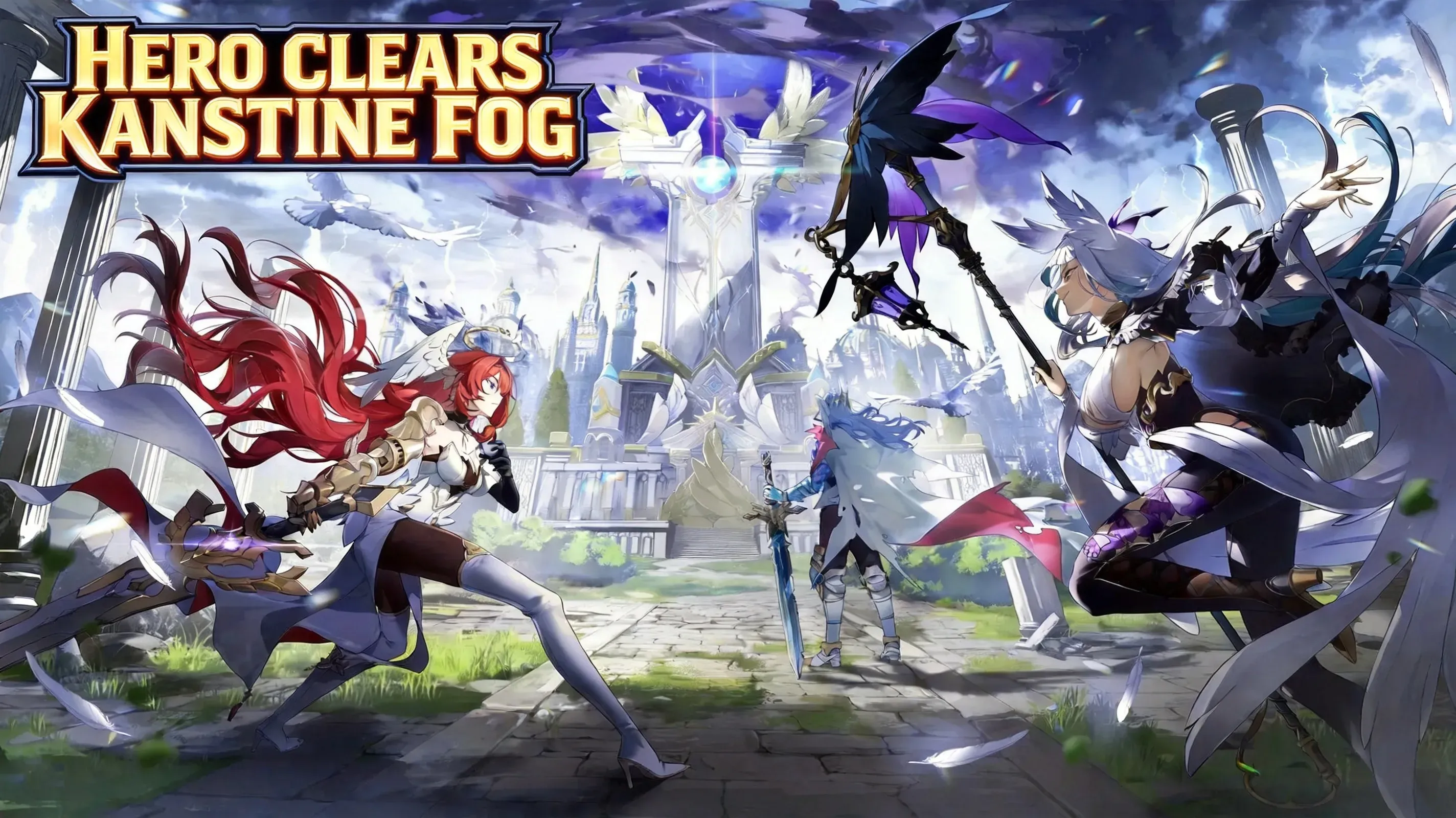 Hero clears Kanstine fog near Goddess Statue