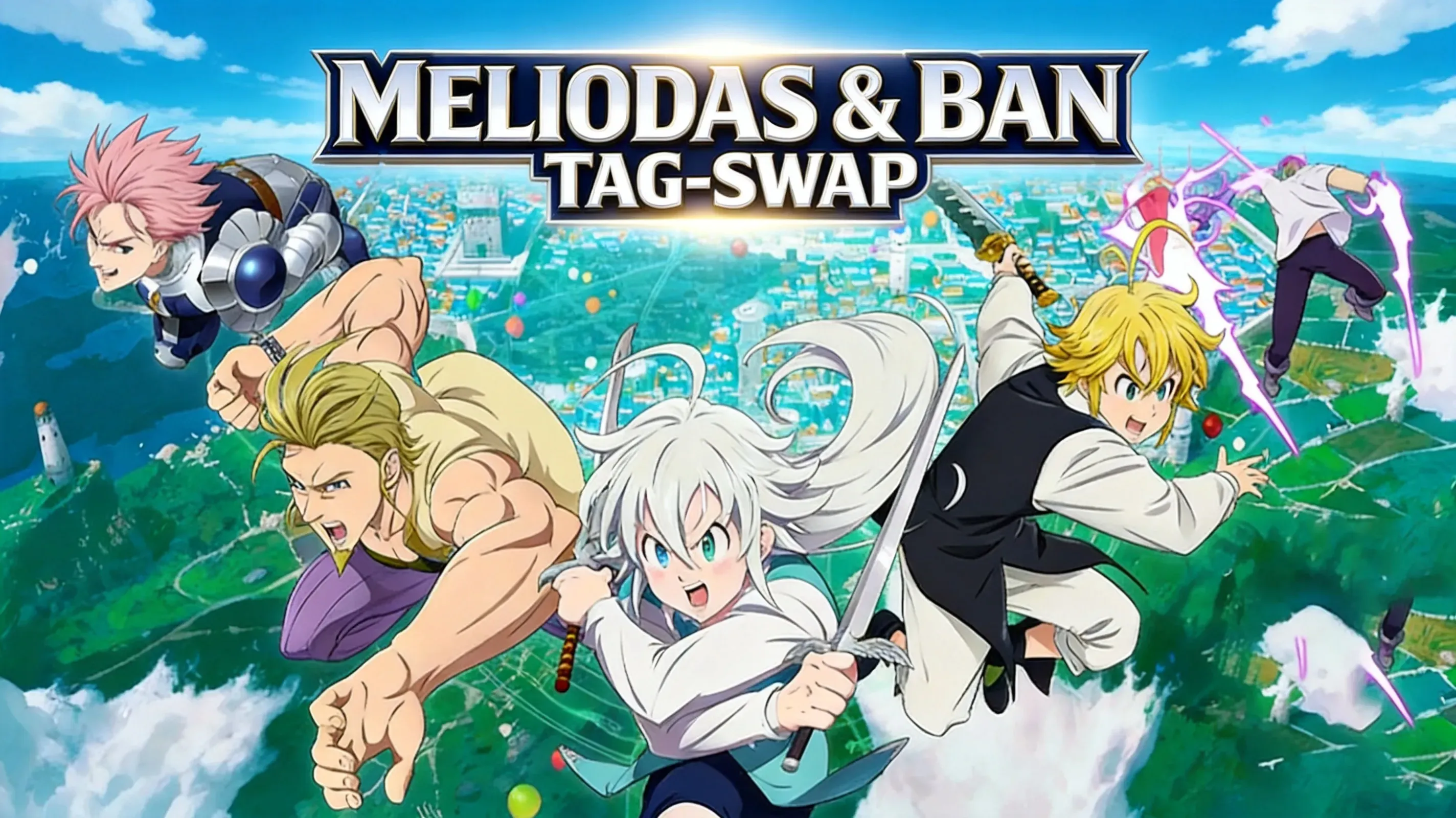 Meliodas and Ban tag-swap in Britannia boss fight