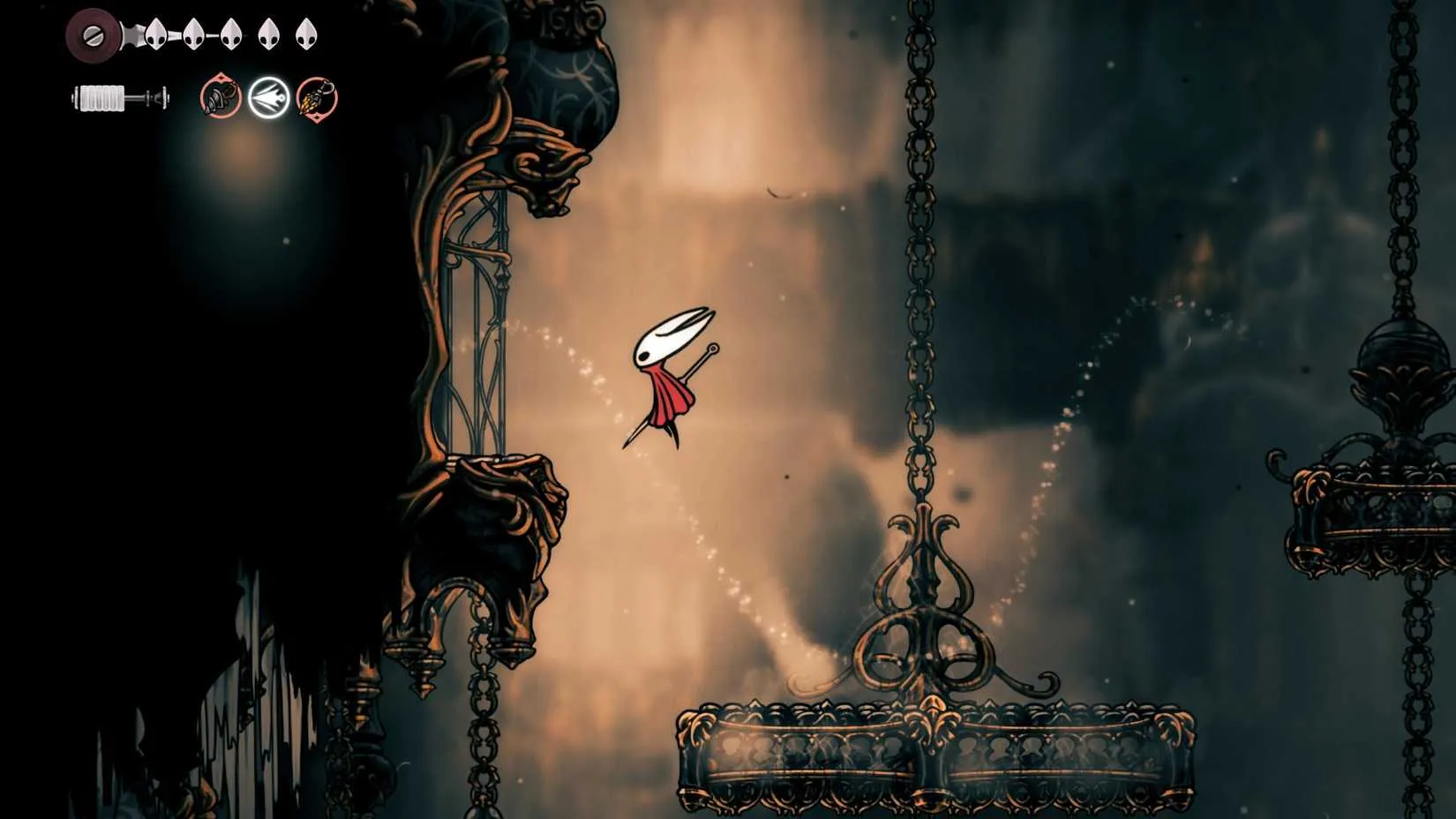Hornet enters the vertical cavern area of Coral Chambers while tracking Jubilana