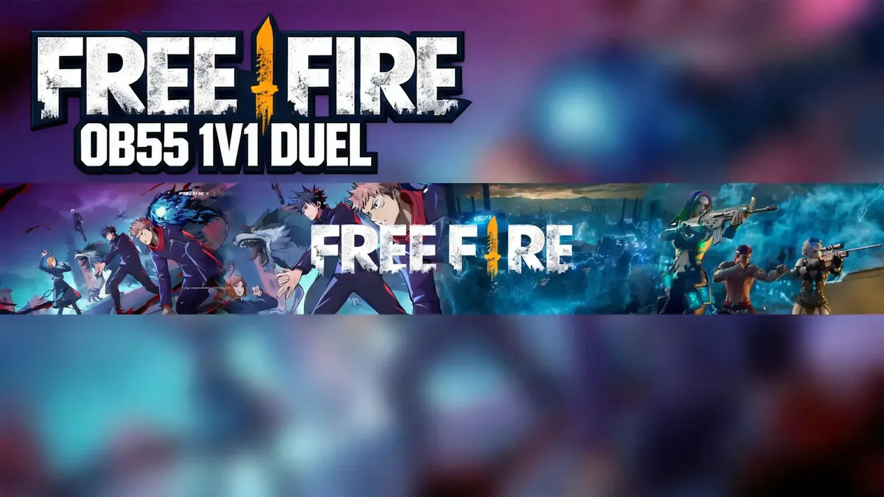 Free Fire OB55 mid-range 1v1 duel scene