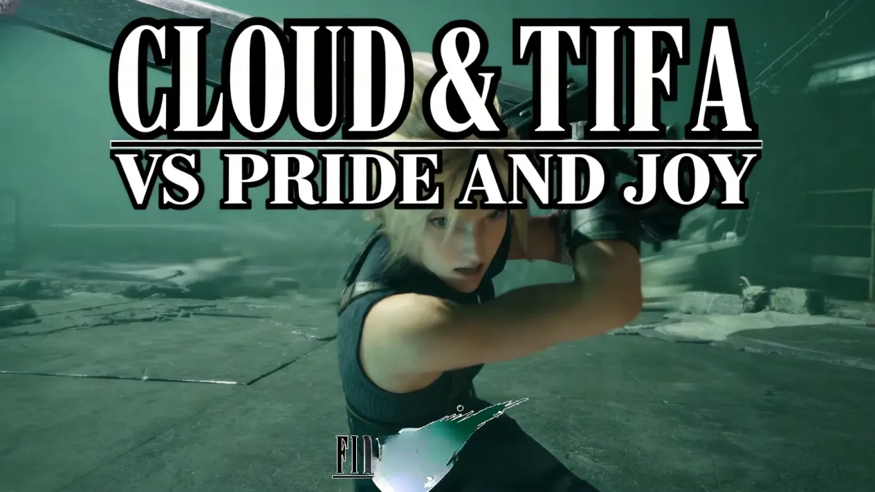 Cloud and Tifa attacking Pride and Joy Prototype