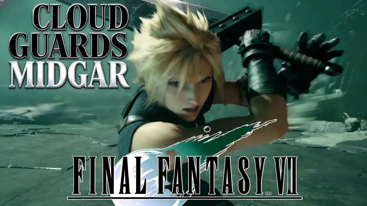 Cloud guarding a boss attack in Midgar