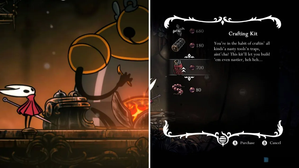 Hollow Knight Silksong crafting kit feature