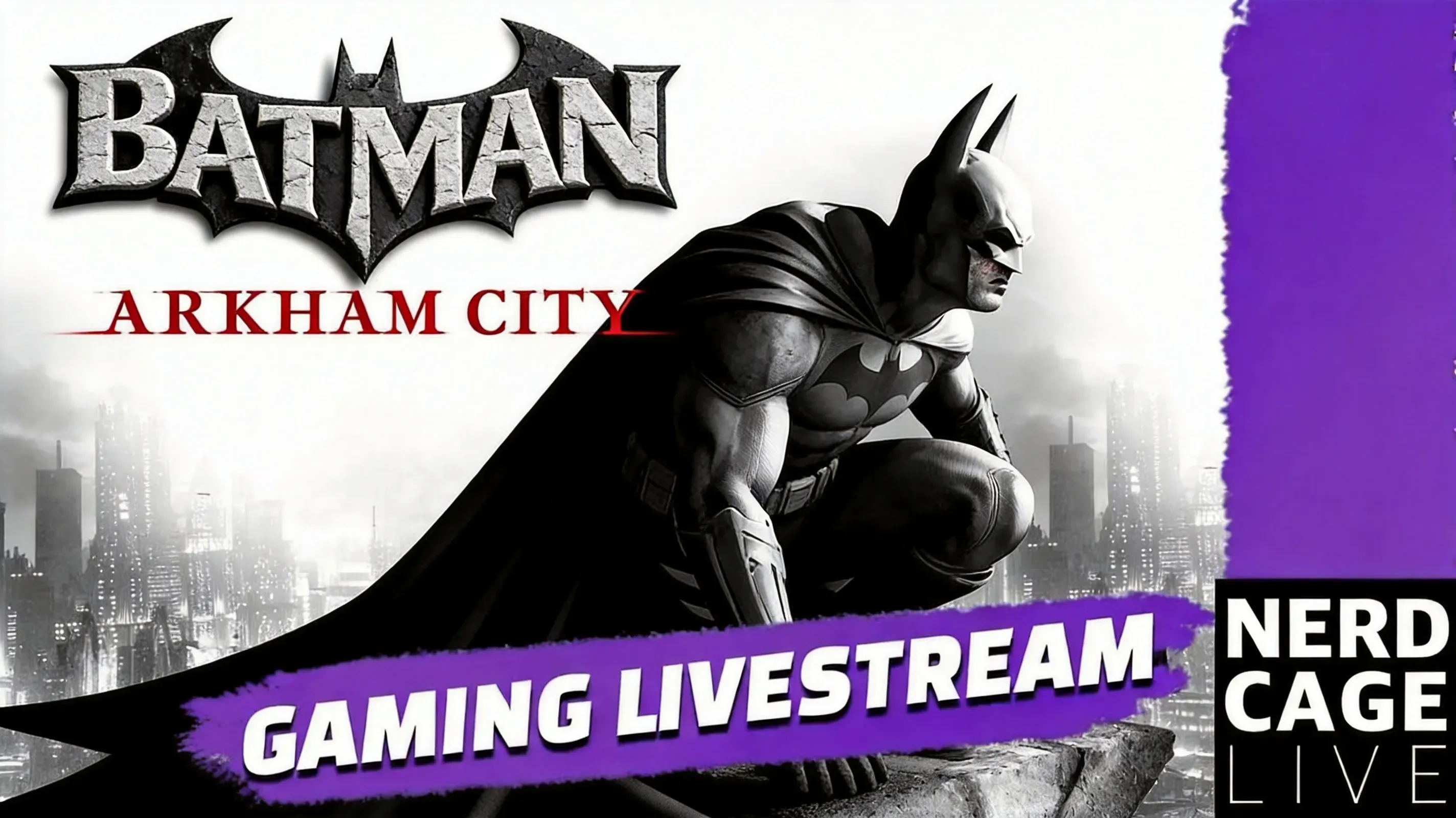 Batman gliding above Arkham City rooftops