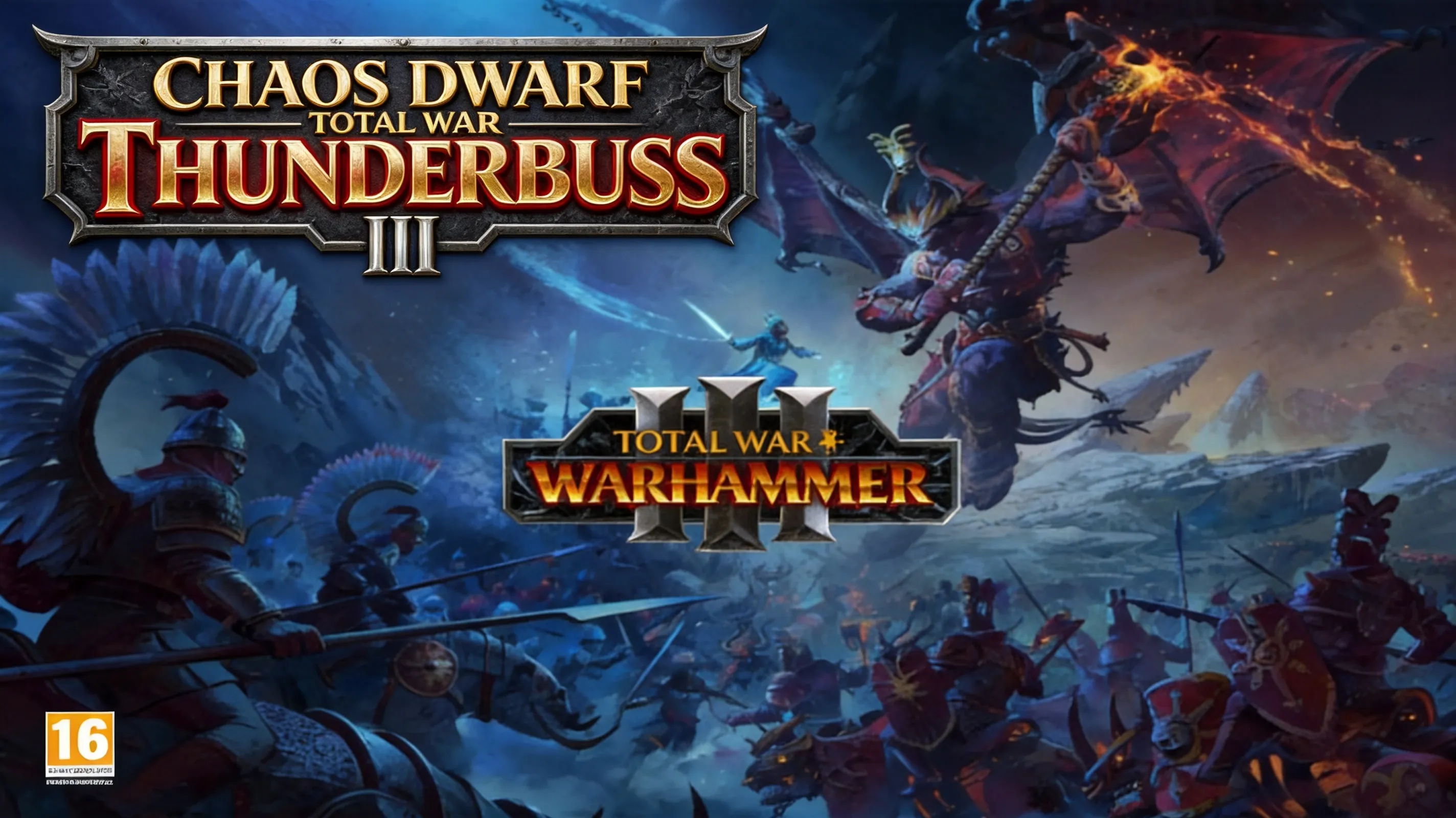 Allied outpost recruitment screen showing Chaos Dwarf Thunderbuss units